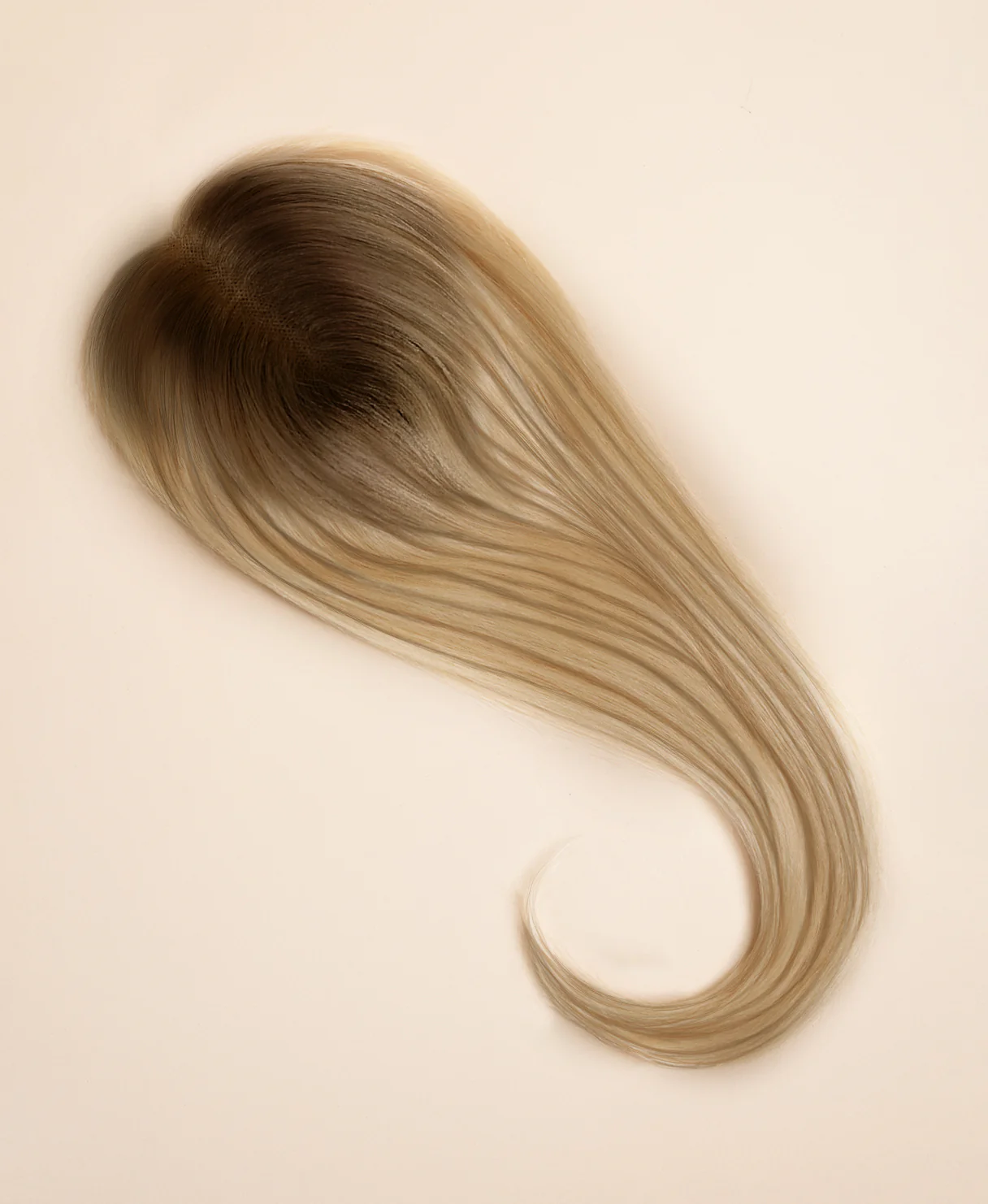 hair topper with bangs 12" rooted blonde highlights. - Image 6