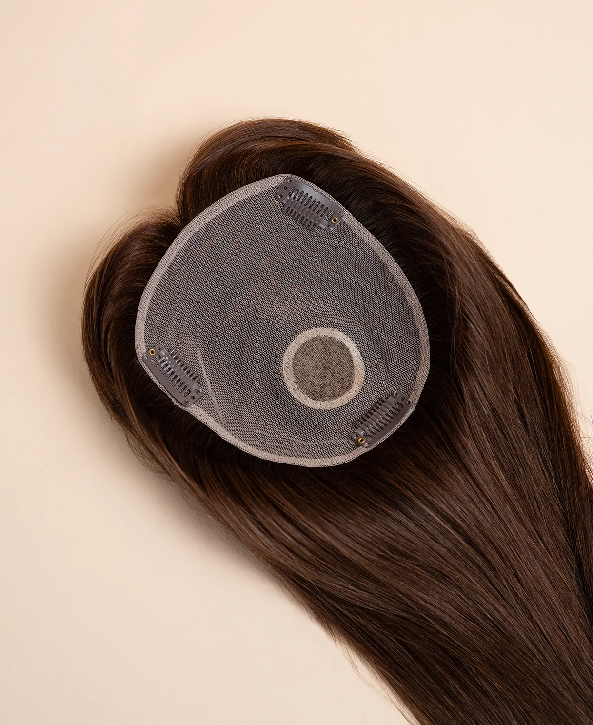 hair topper with bangs 12" chocolate brown. - Image 4
