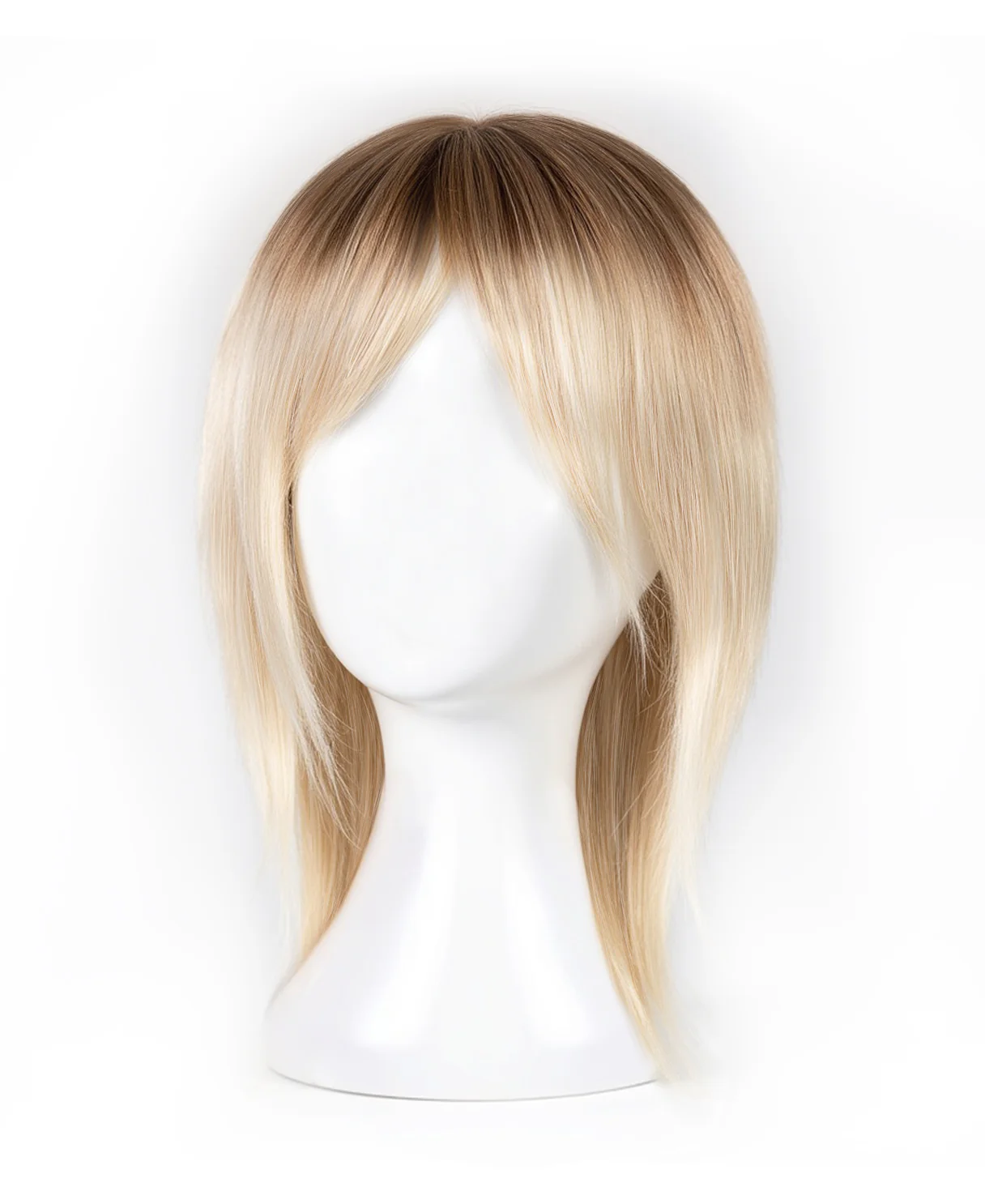 hair topper with bangs 12" rooted light blonde. - Image 2