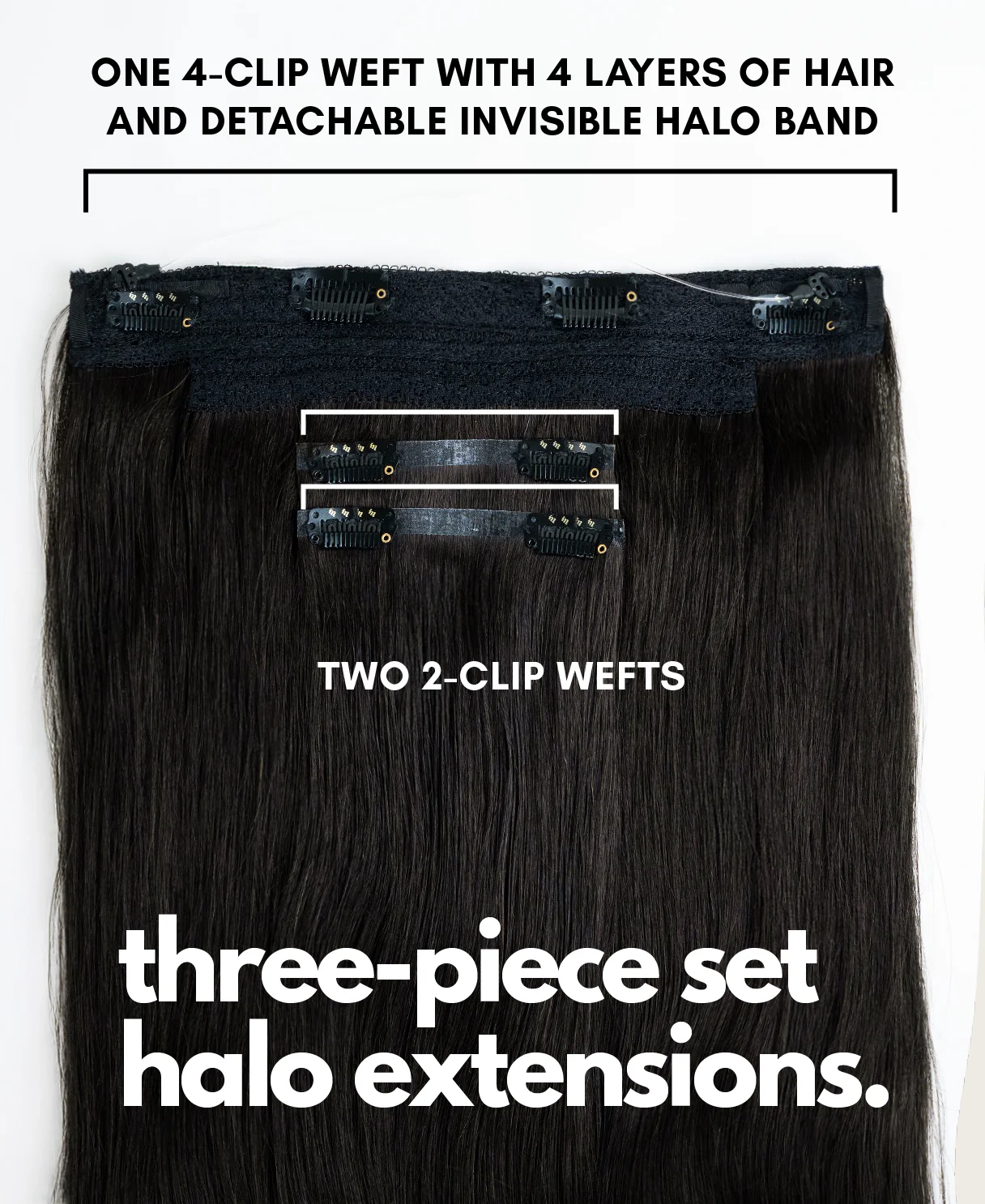 halo one-step hair extensions natural black. - Image 4