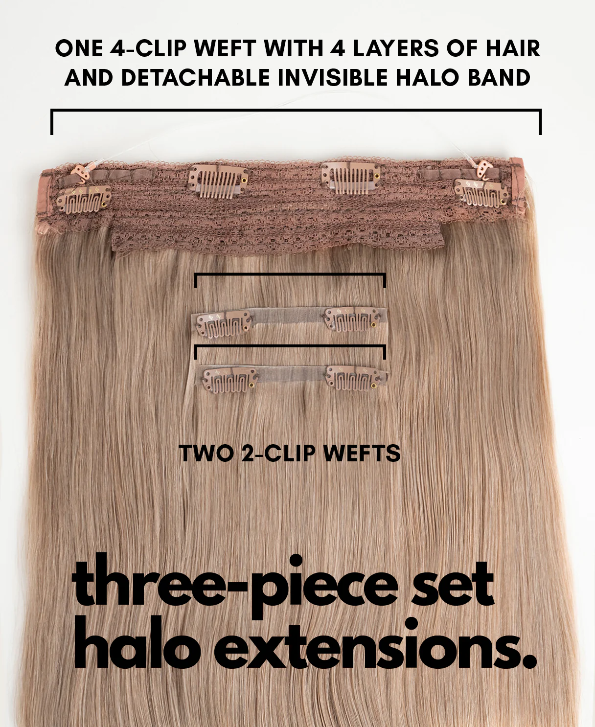 halo one-step hair extensions ash blonde. - Image 4