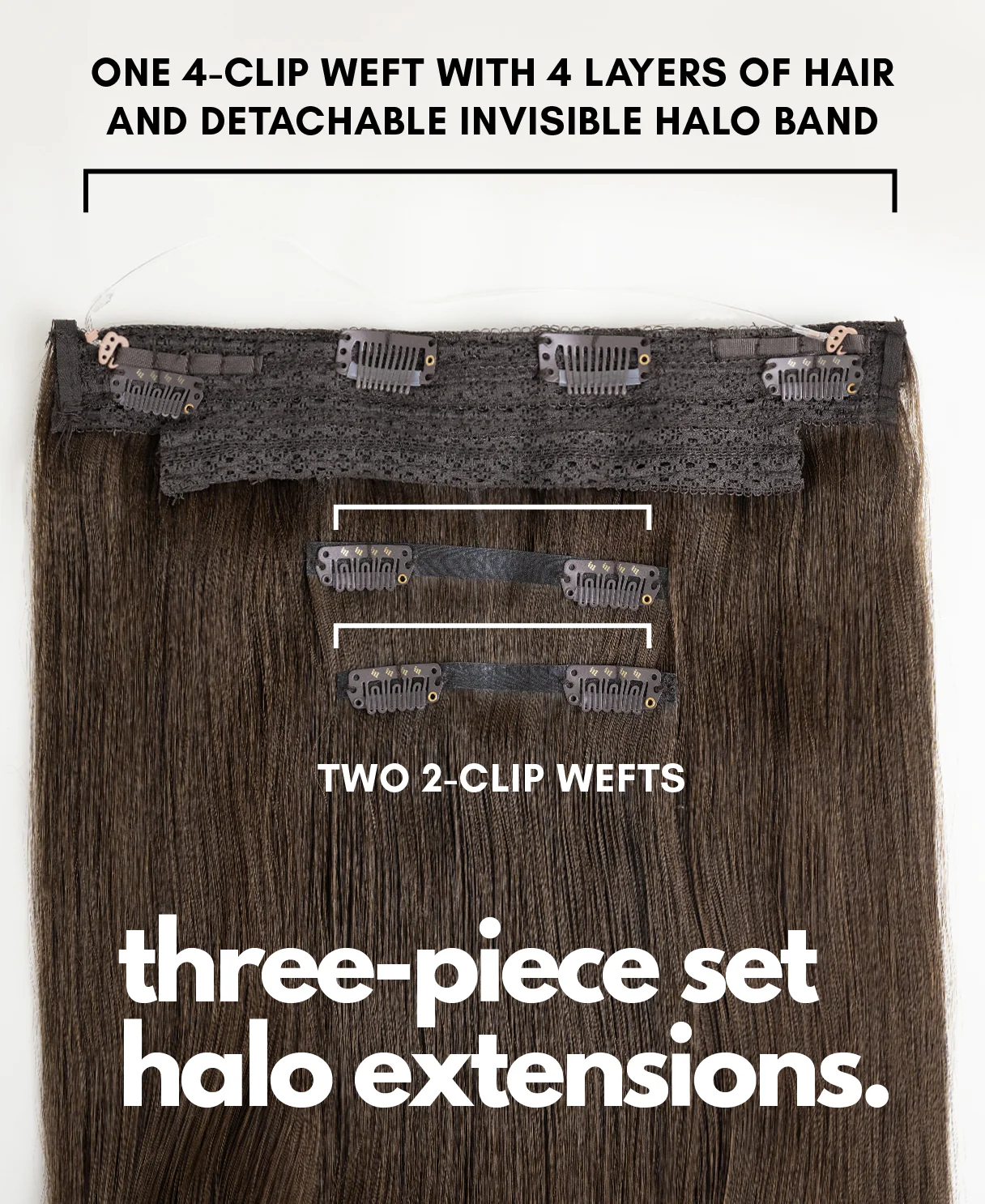 halo one-step hair extensions ash brown. - Image 4