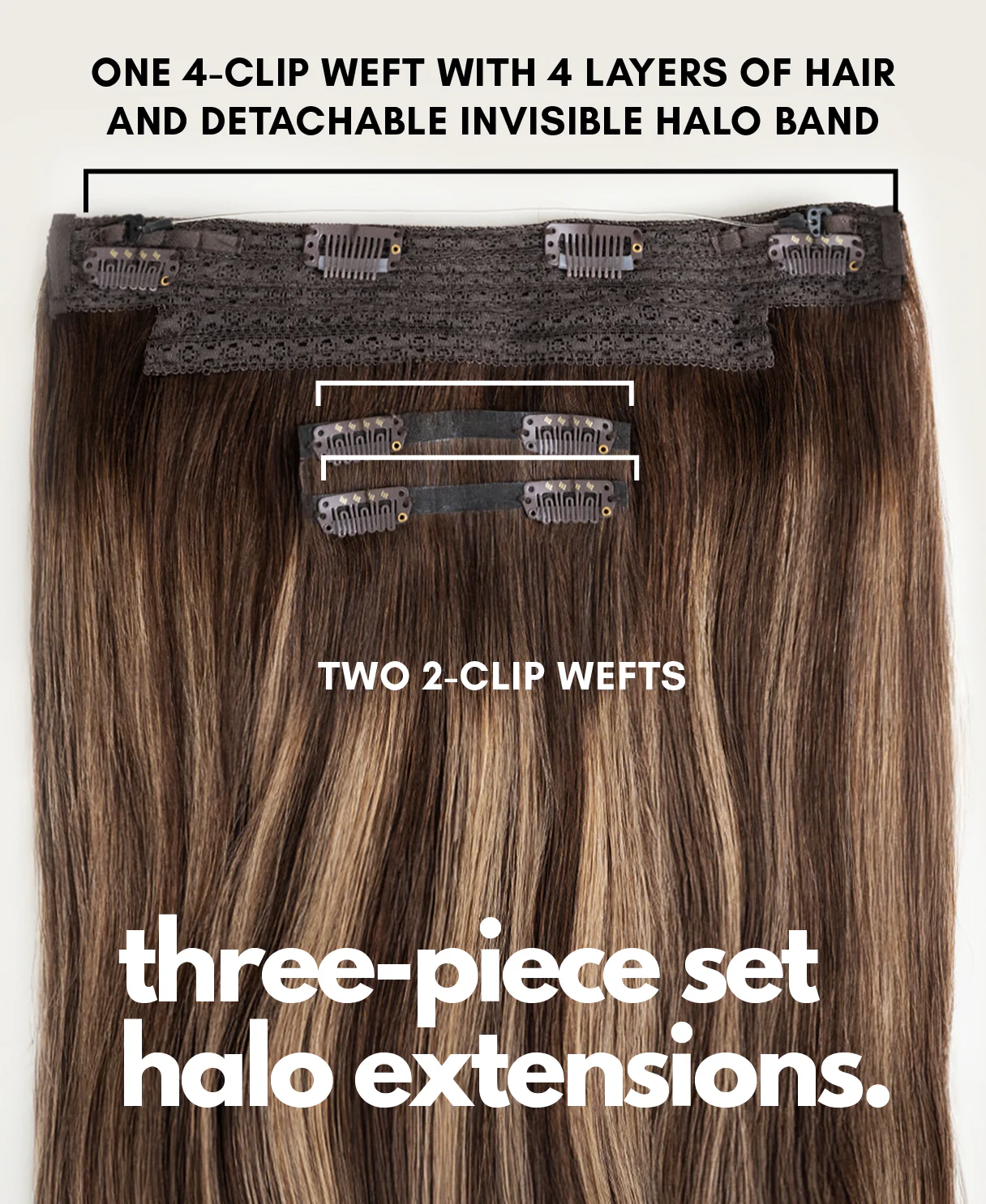halo one-step hair extensions ash brown balayage. - Image 4