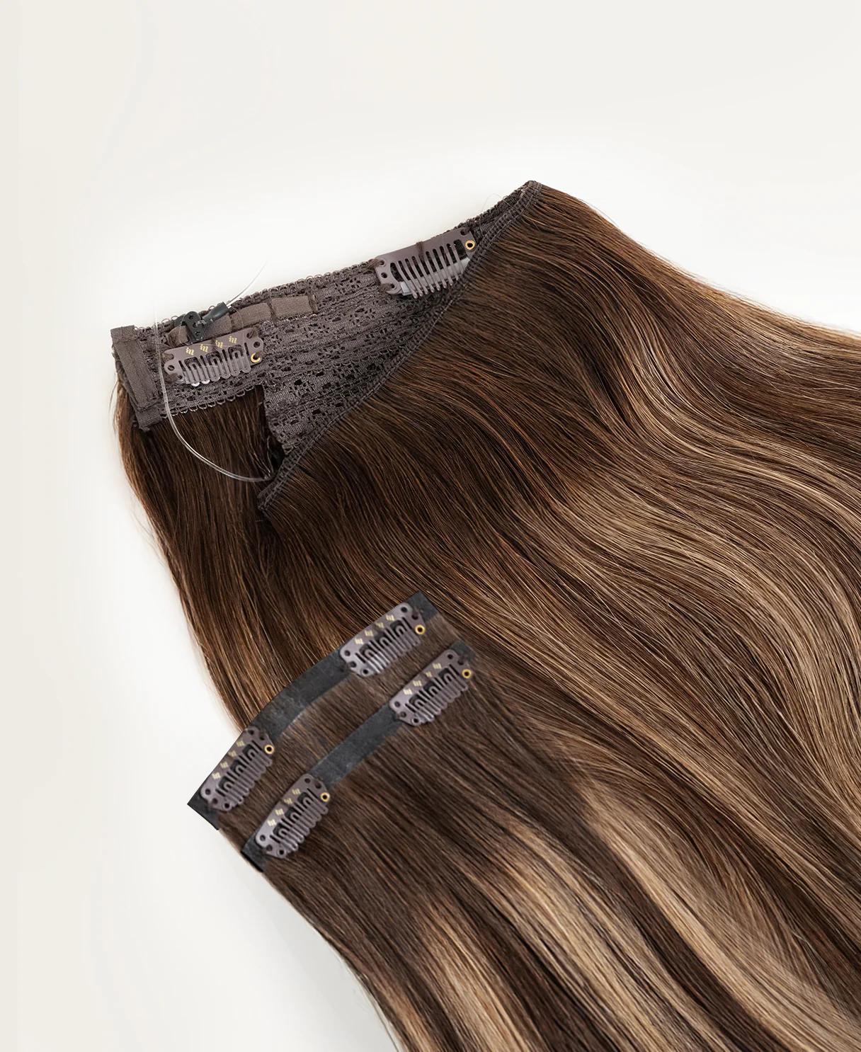halo one-step hair extensions ash brown balayage. - Image 5