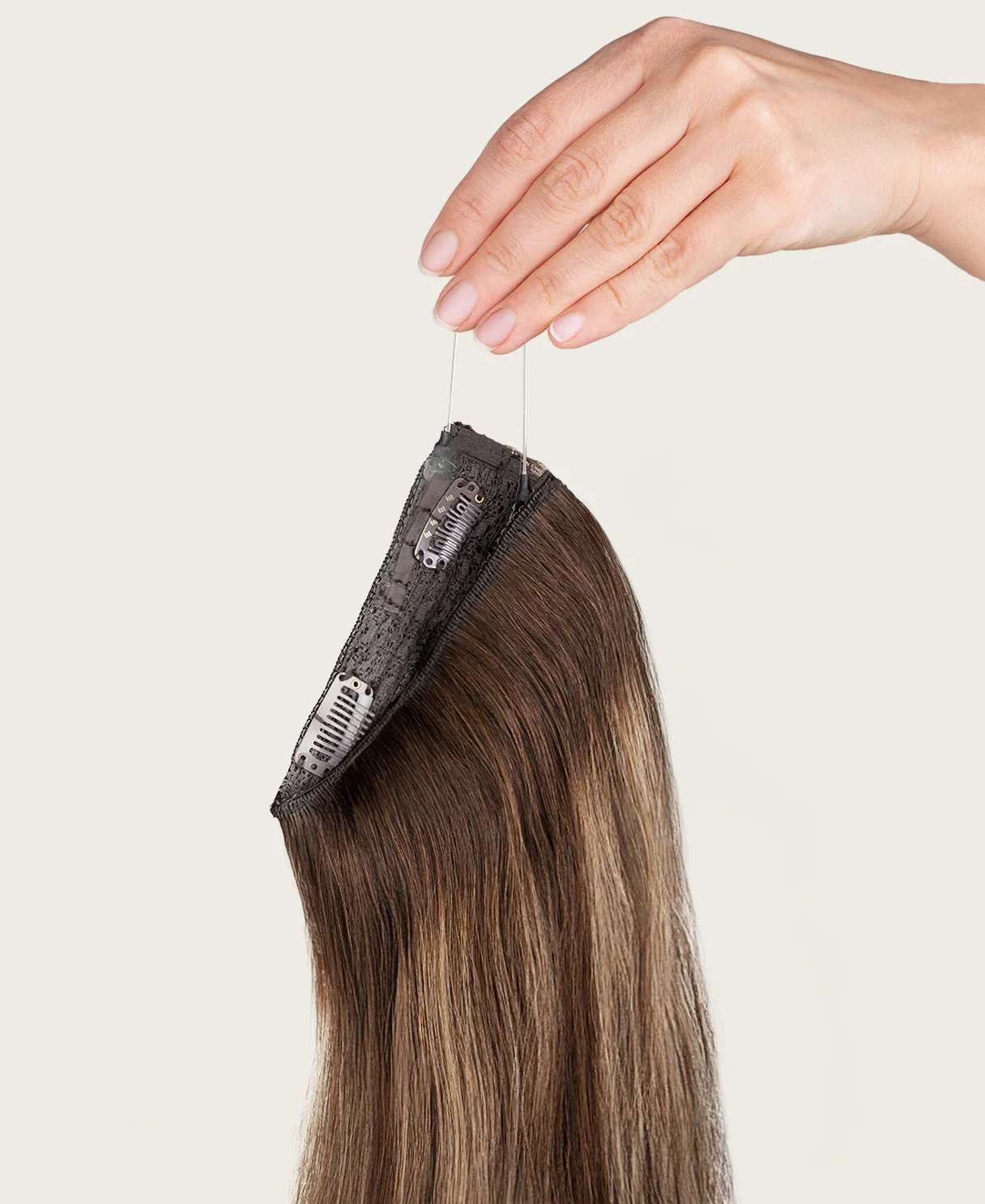 halo one-step hair extensions ash brown balayage. - Image 7