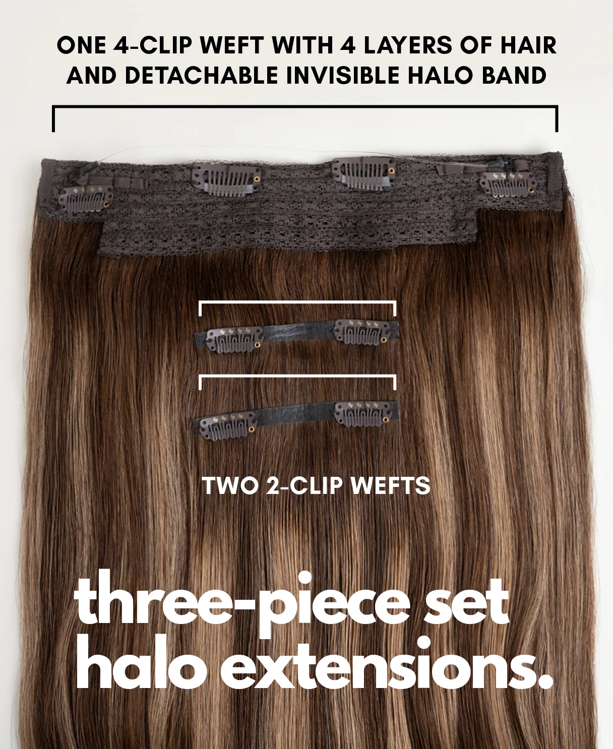 halo one-step hair extensions brown balayage. - Image 4