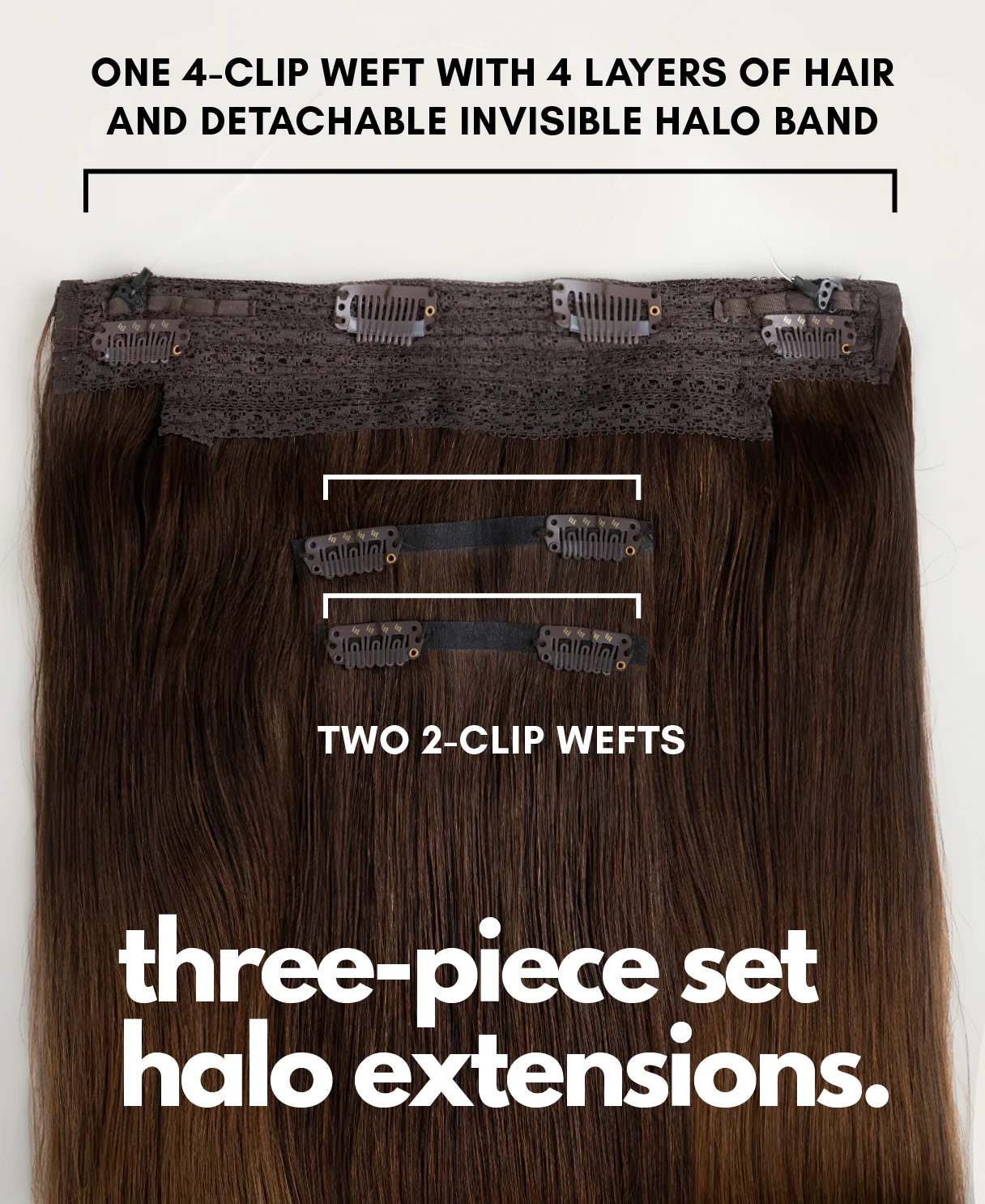 halo one-step hair extensions brown melt. - Image 4