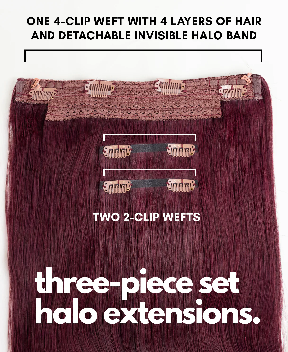 halo one-step hair extensions cherry red. - Image 4