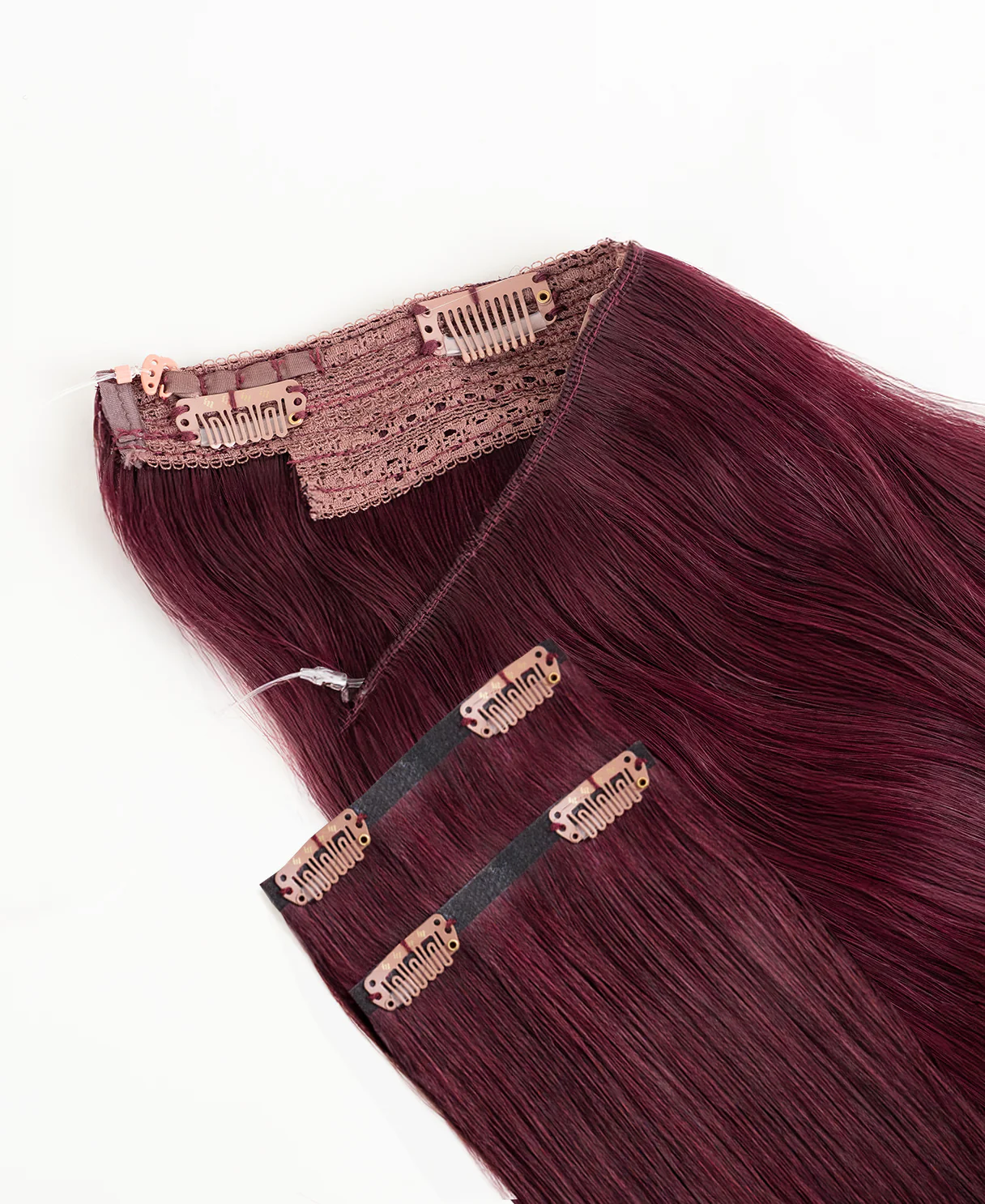 halo one-step hair extensions cherry red. - Image 5
