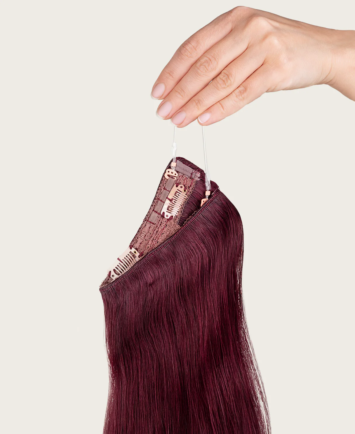 halo one-step hair extensions cherry red. - Image 6