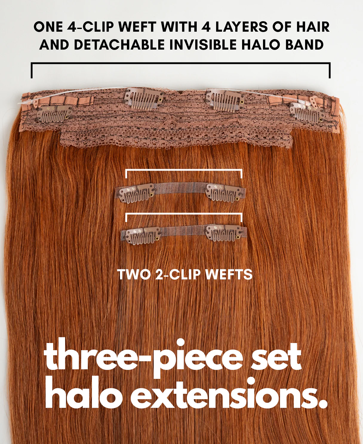 halo one-step hair extensions copper. - Image 4
