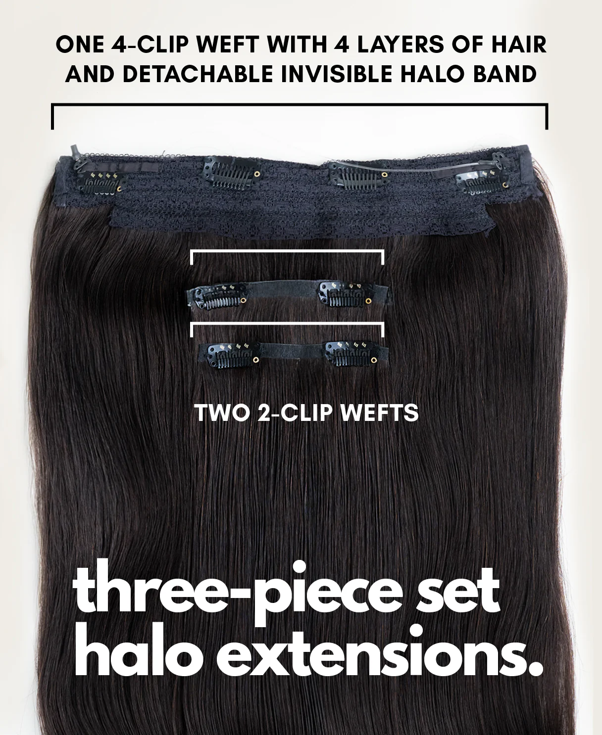 halo one-step hair extensions dark brown. - Image 4