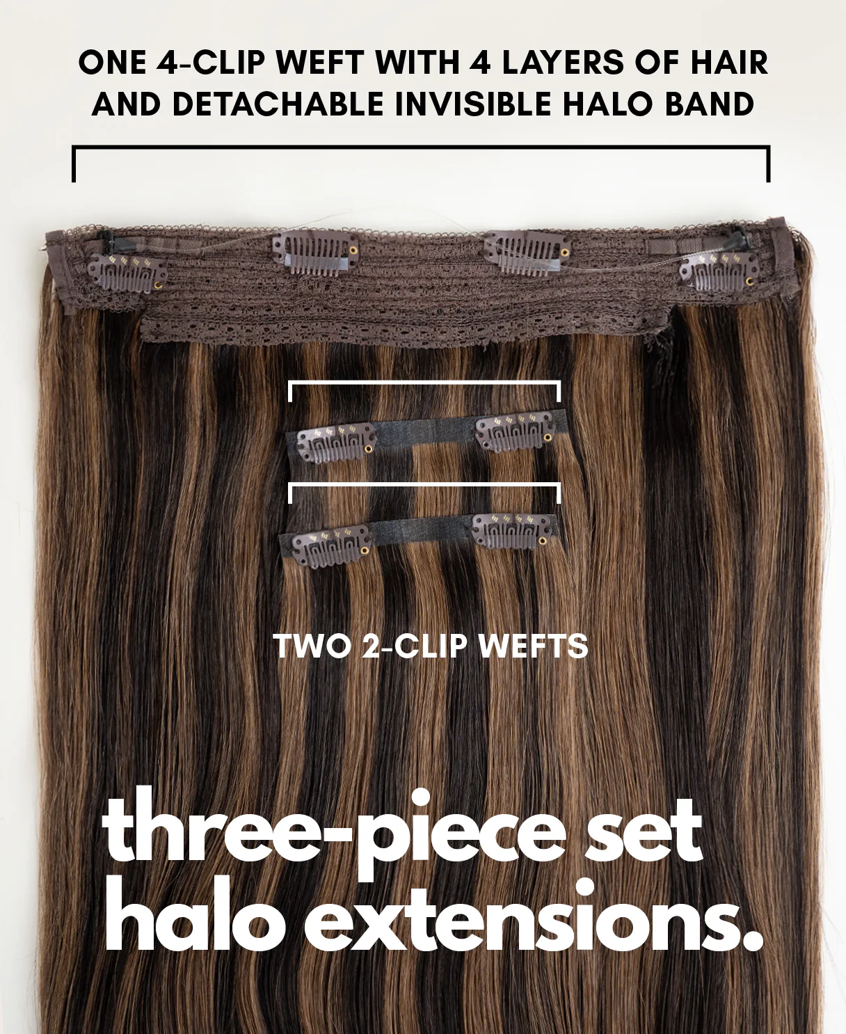 halo one-step hair extensions dark highlights. - Image 4