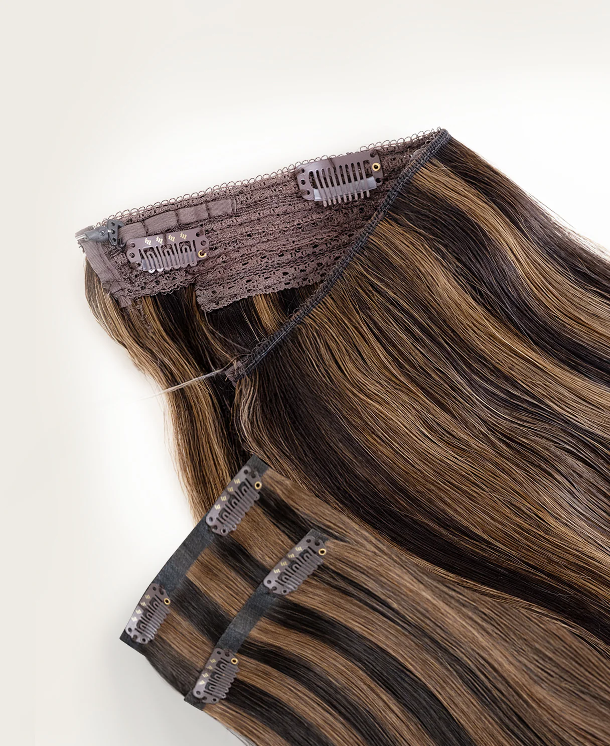 halo one-step hair extensions dark highlights. - Image 5