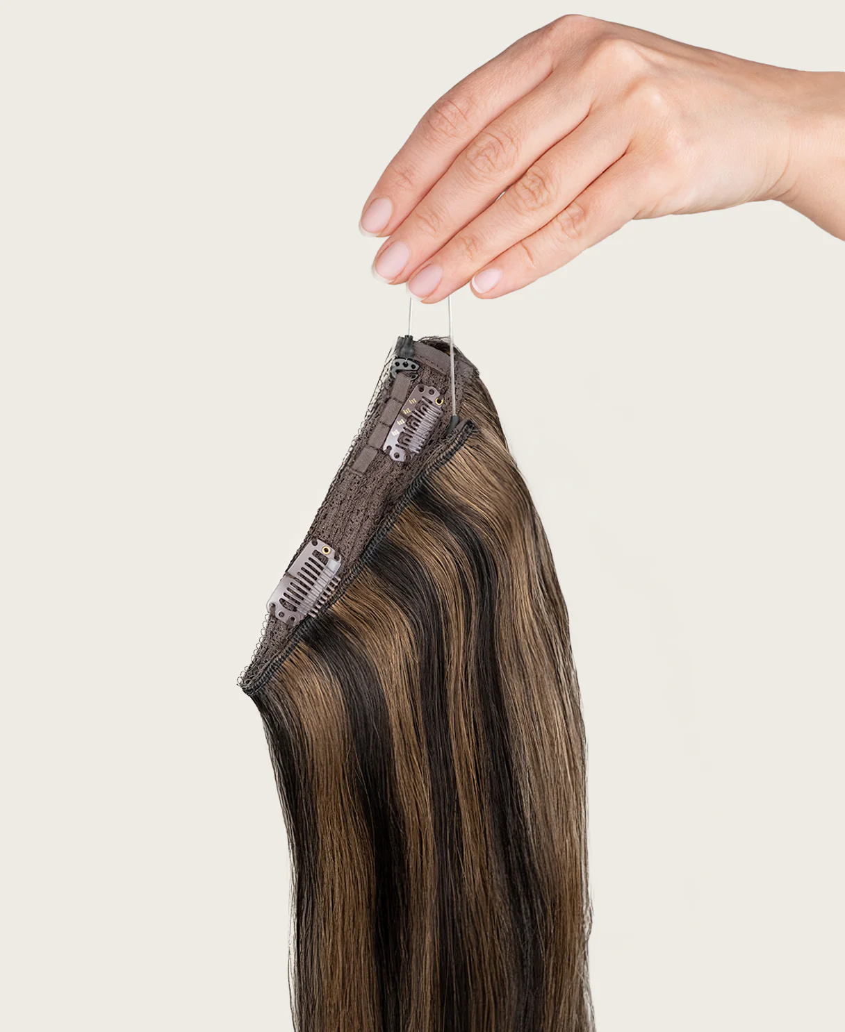 halo one-step hair extensions dark highlights. - Image 6