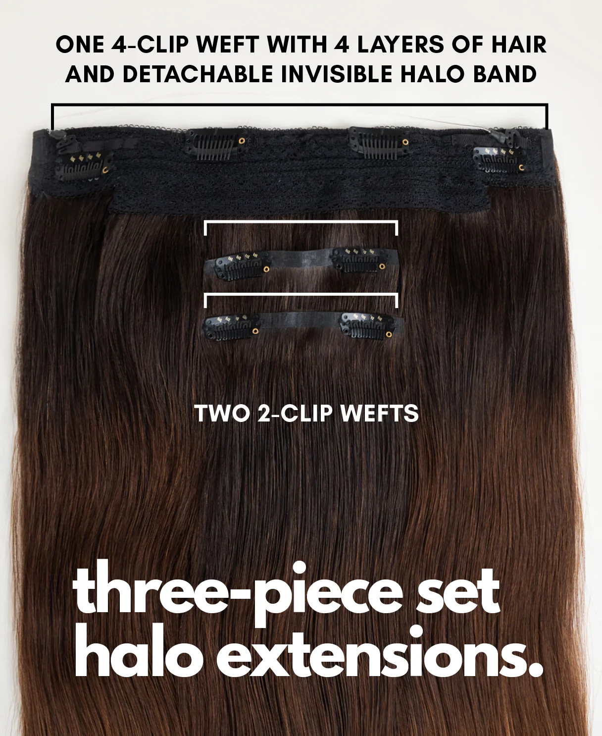 halo one-step hair extensions dimensional brown. - Image 4