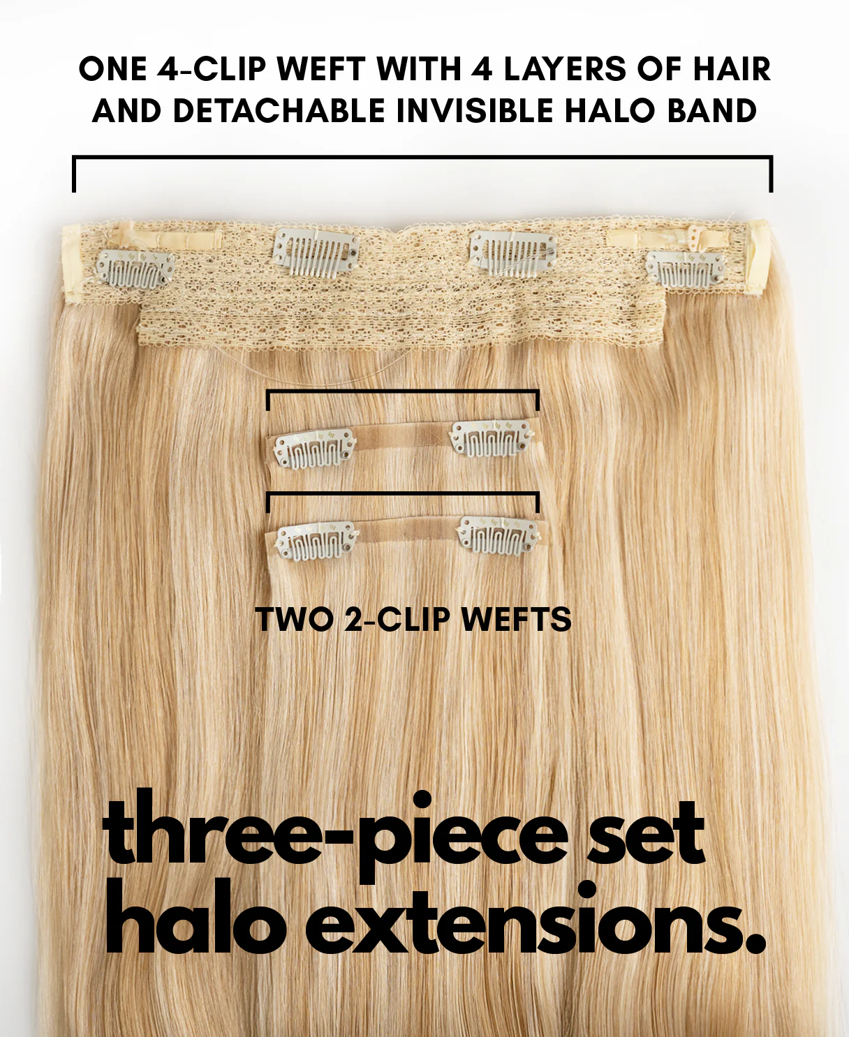 halo one-step hair extensions golden highlights. - Image 4