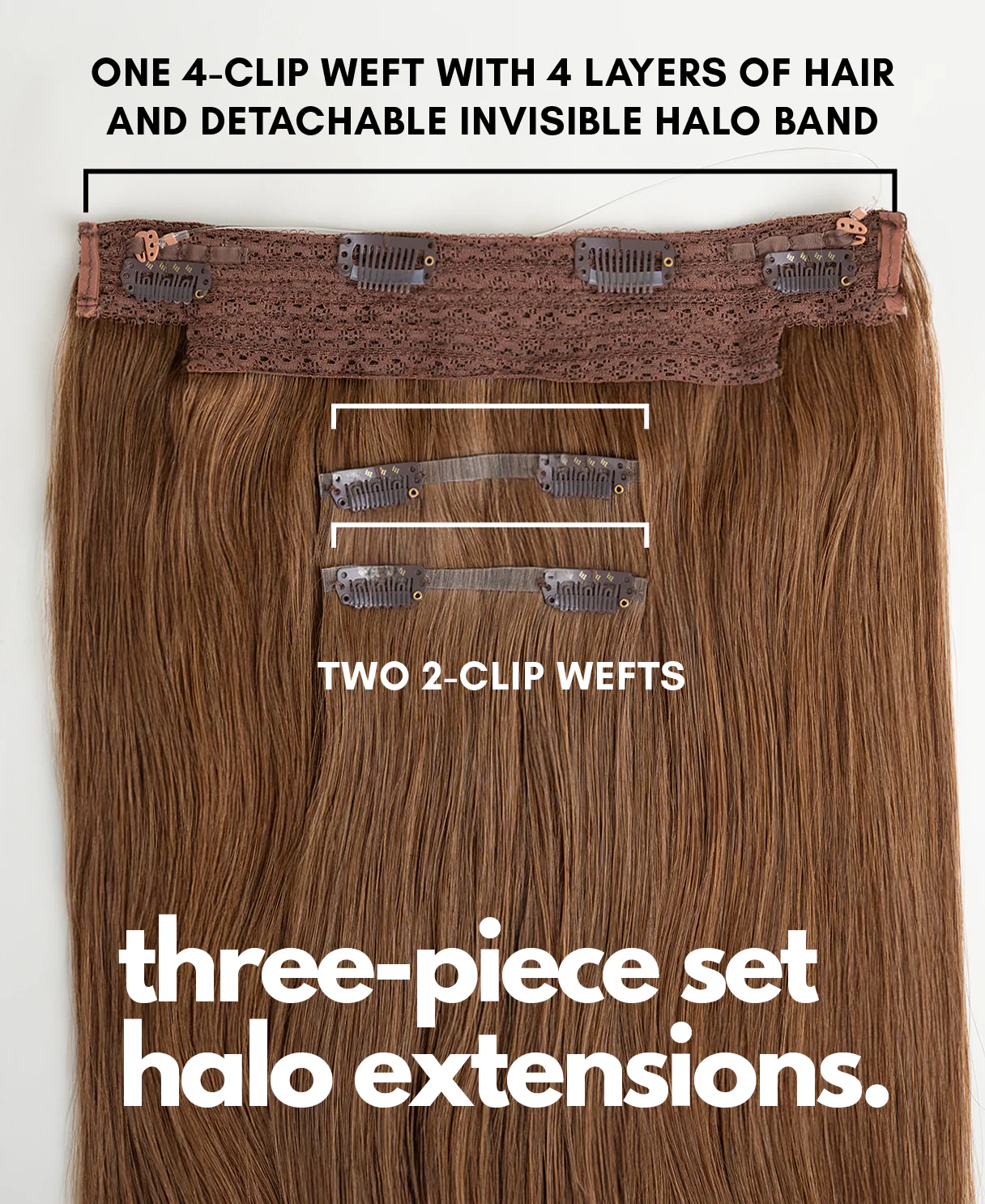 halo one-step hair extensions light brown. - Image 4