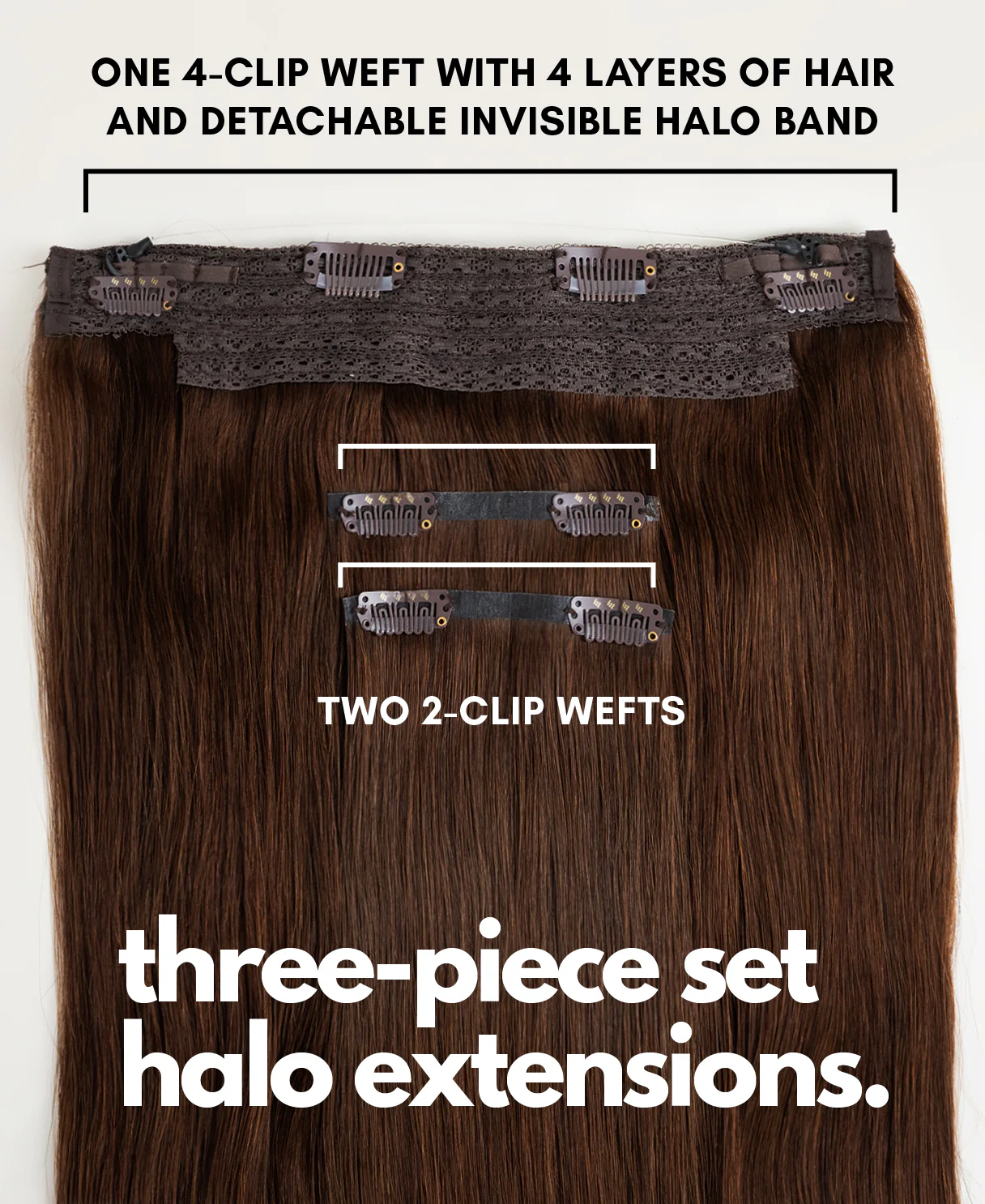 halo one-step hair extensions medium brown. - Image 4