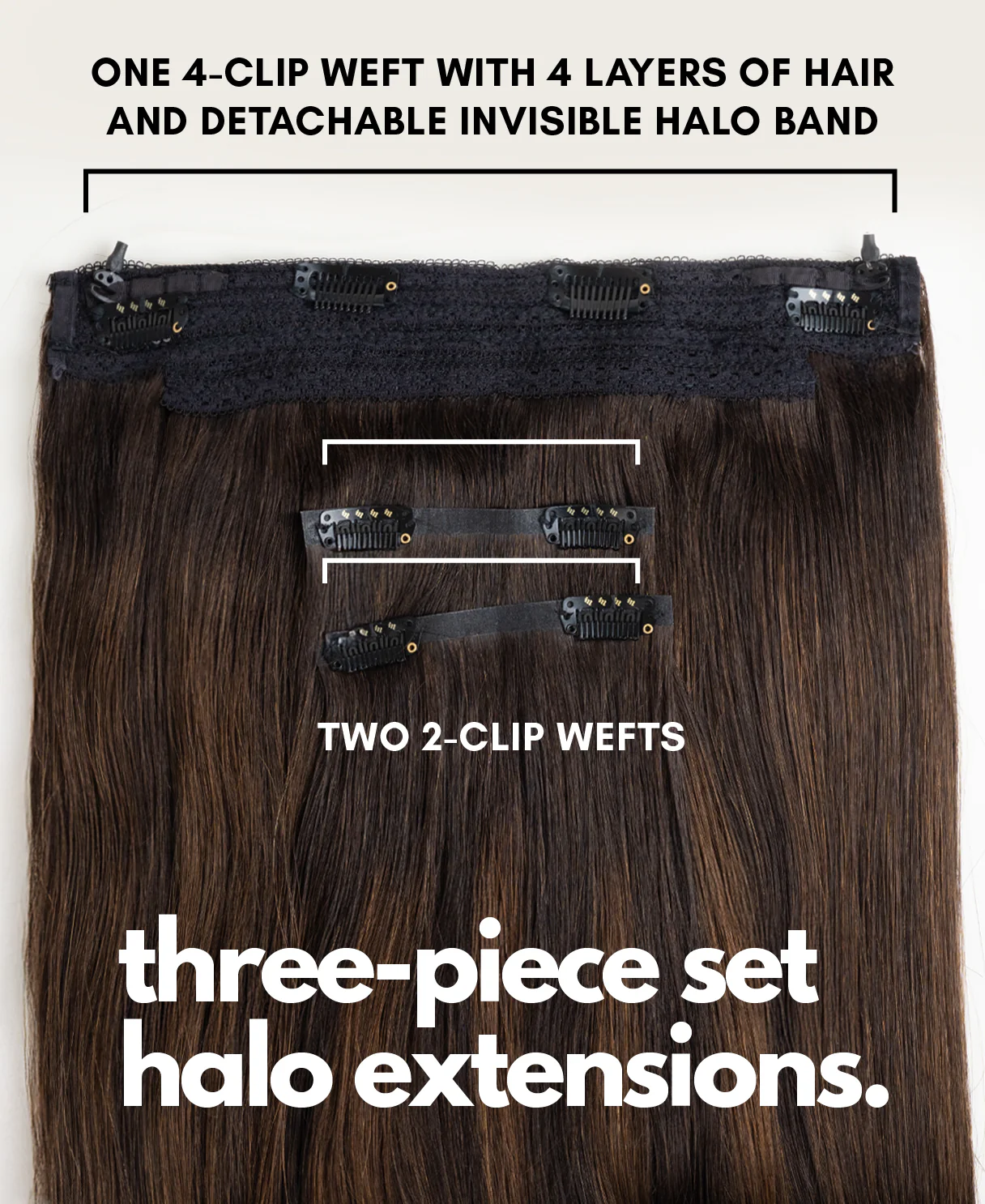 halo one-step hair extensions mocha balayage. - Image 4