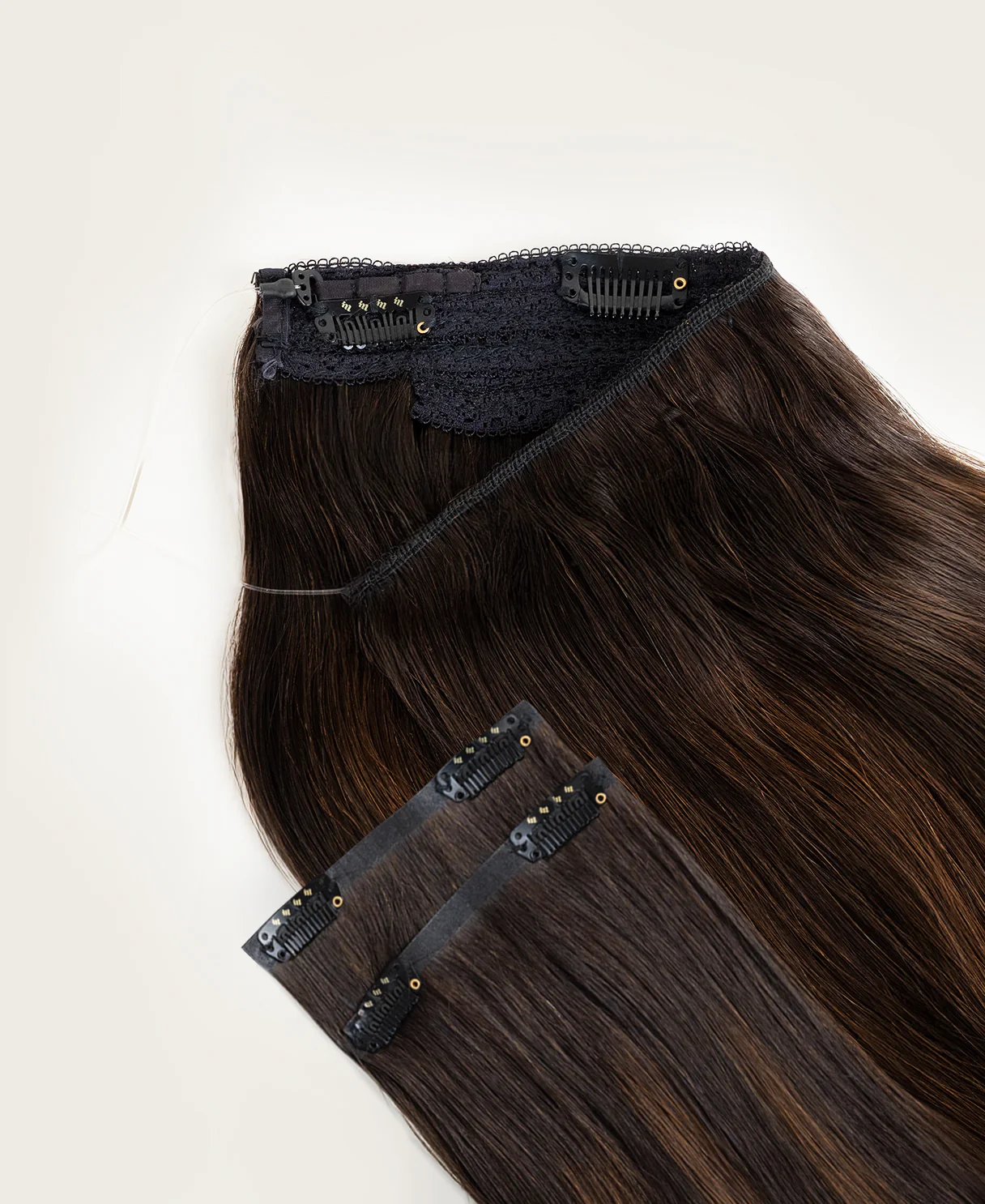 halo one-step hair extensions mocha balayage. - Image 5