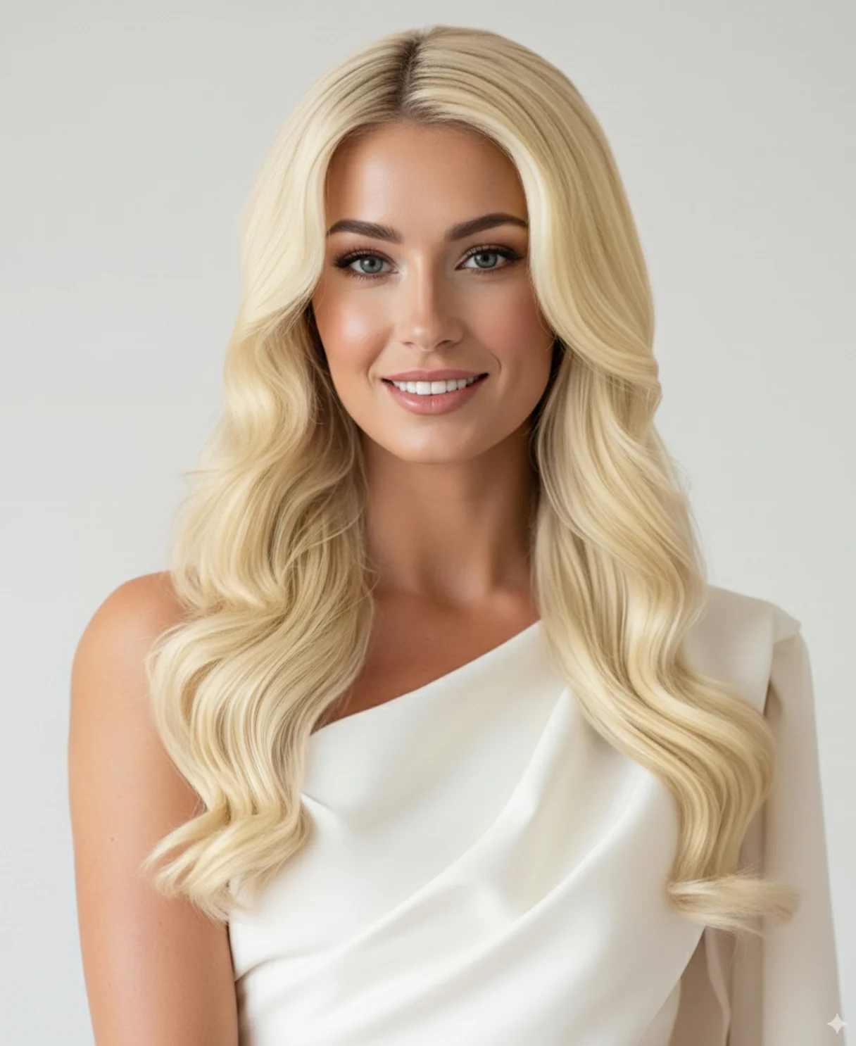 halo one-step hair extensions platinum blonde.