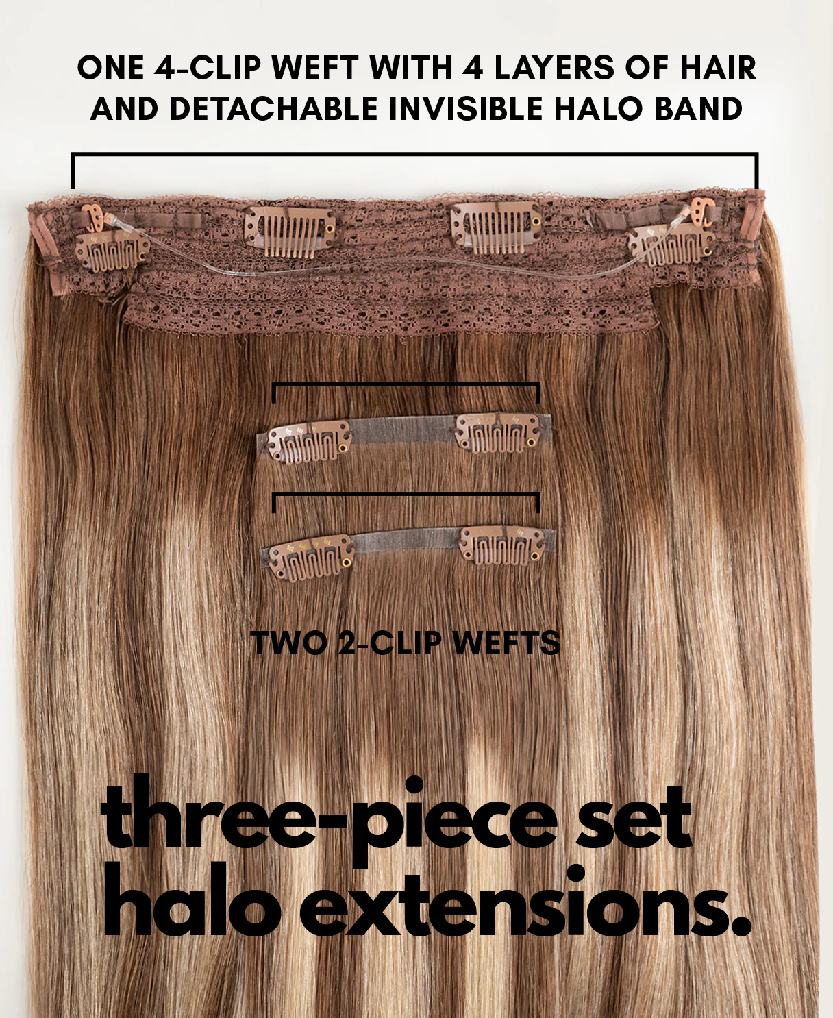 halo one-step hair extensions rooted beige highlights. - Image 4