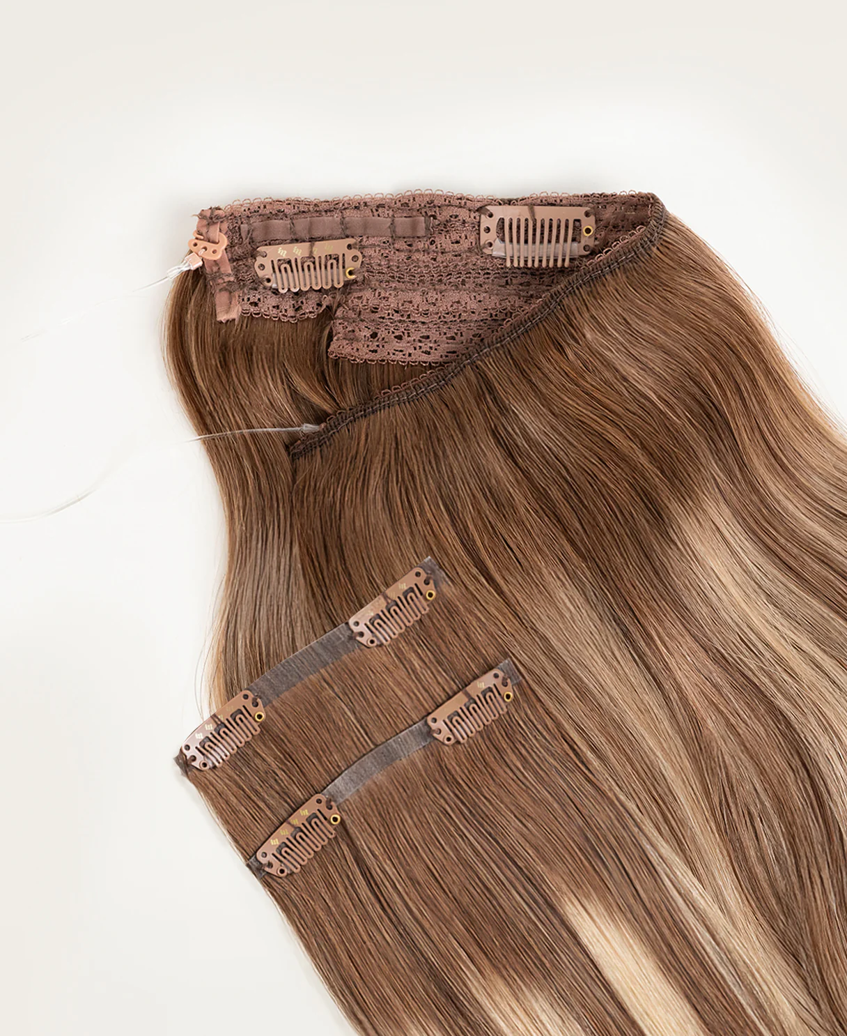 halo one-step hair extensions rooted beige highlights. - Image 5
