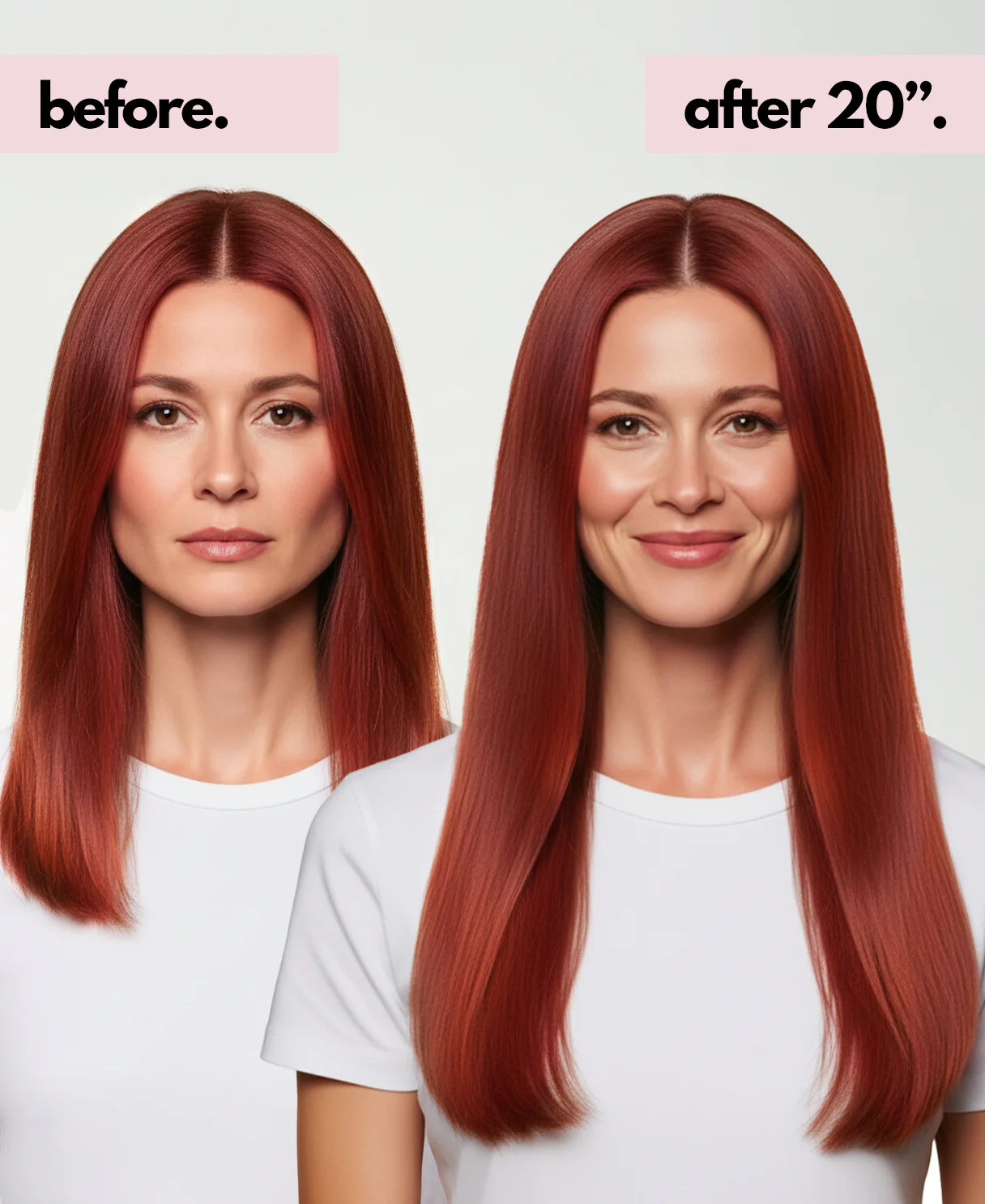 halo one-step hair extensions ruby red. - Image 3