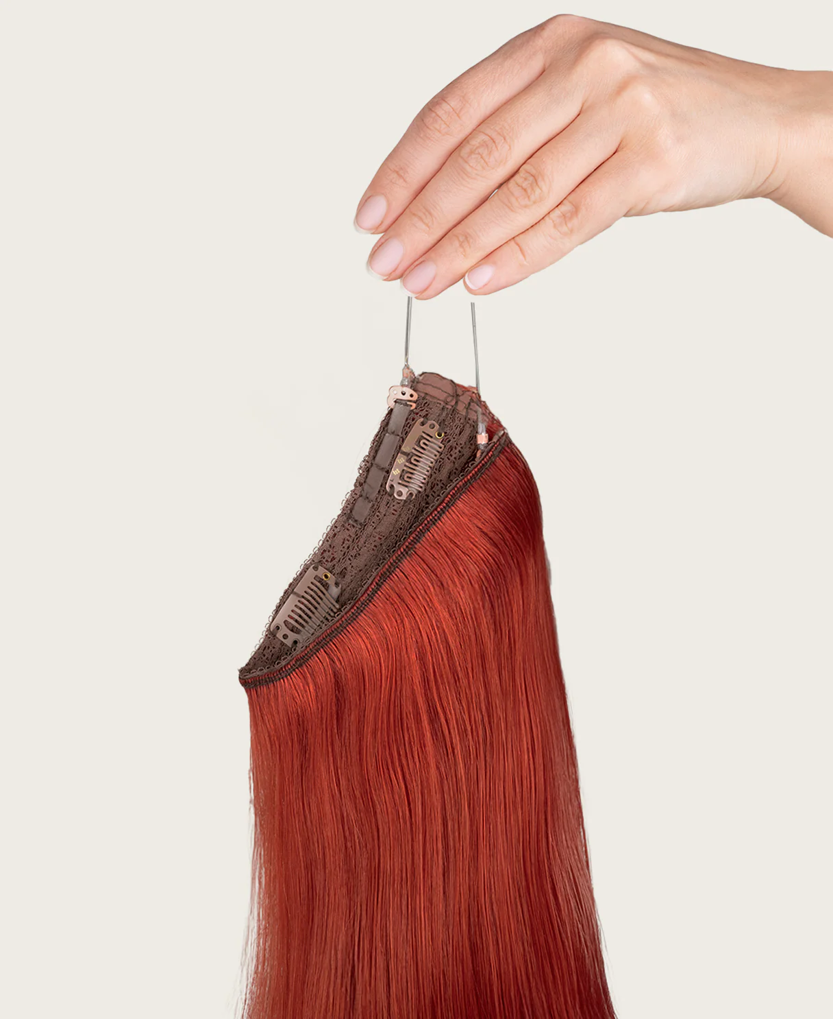 halo one-step hair extensions ruby red. - Image 5