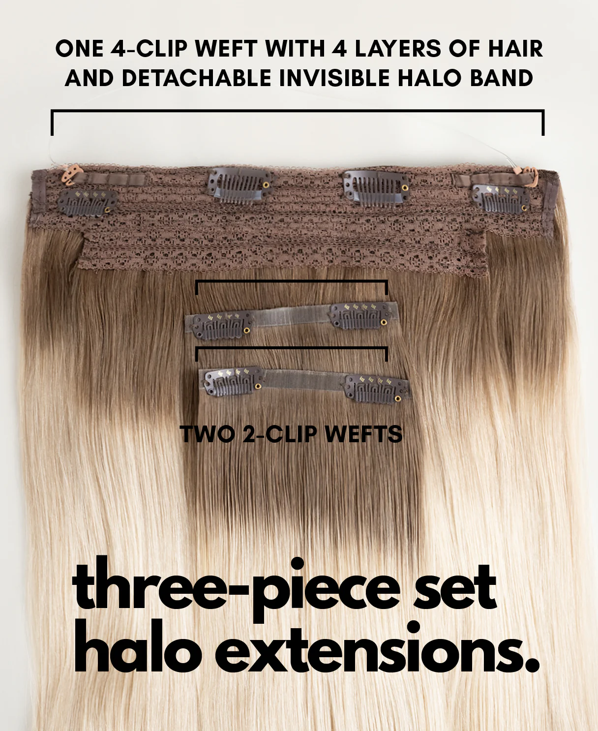 halo one-step hair extensions shadow root white blonde. - Image 4