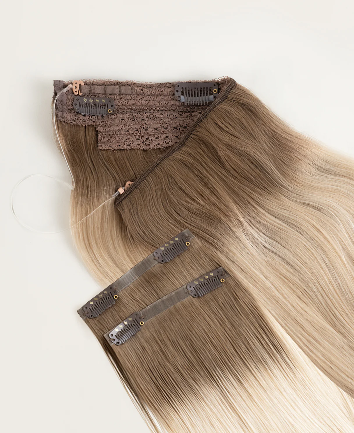 halo one-step hair extensions shadow root white blonde. - Image 5