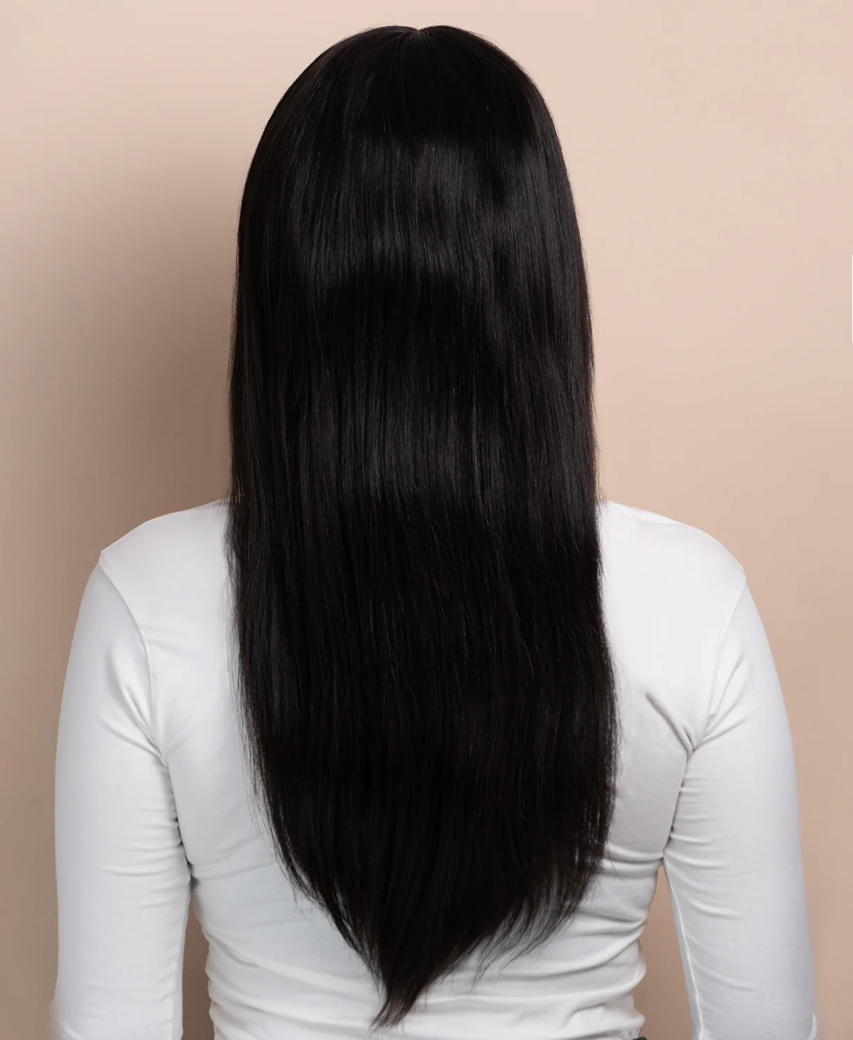 human hair wig with fringe - 20" black. - Image 5