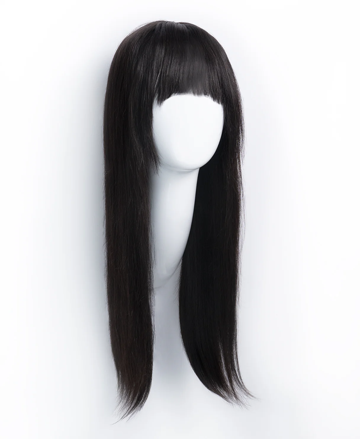 human hair wig with fringe - 20" black. - Image 7