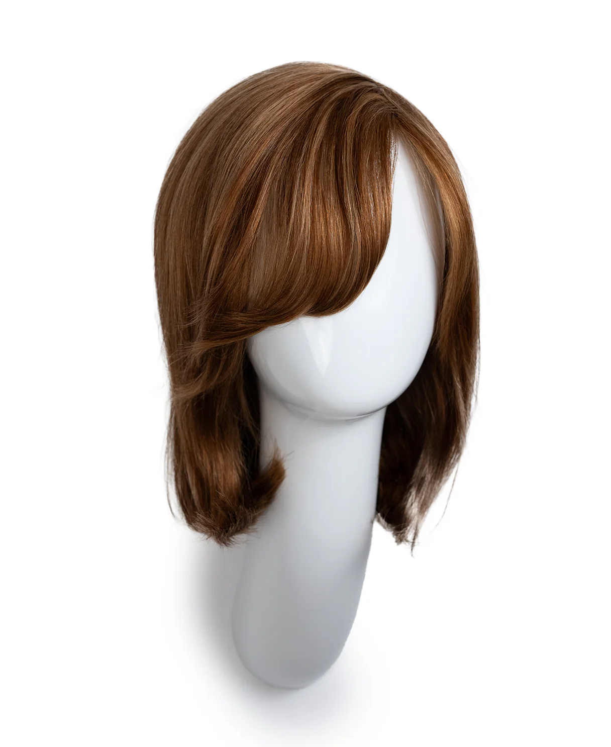 human hair wig with side bangs - 12" light brown. - Image 6