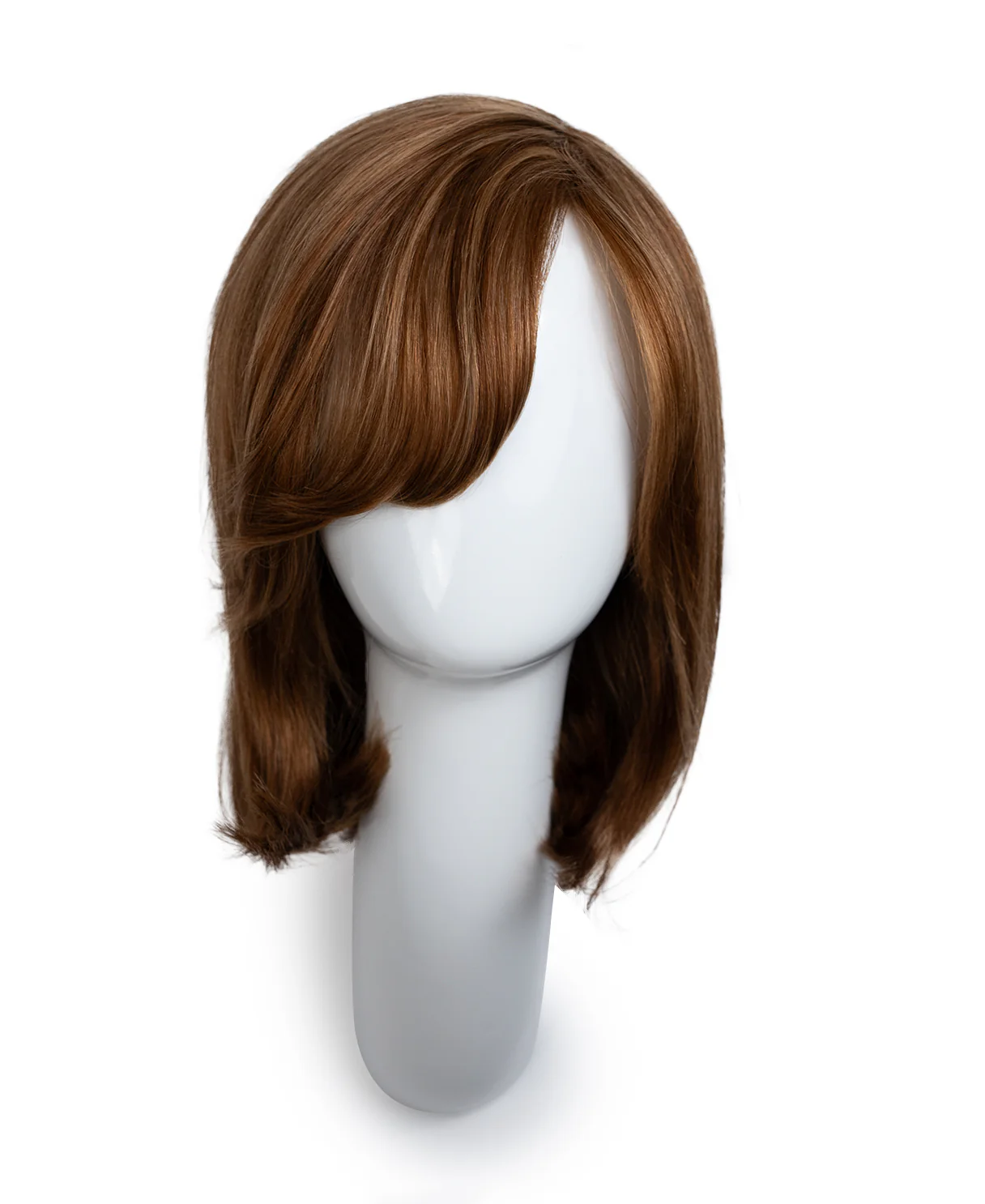 human hair wig with side bangs - 12" light brown. - Image 7