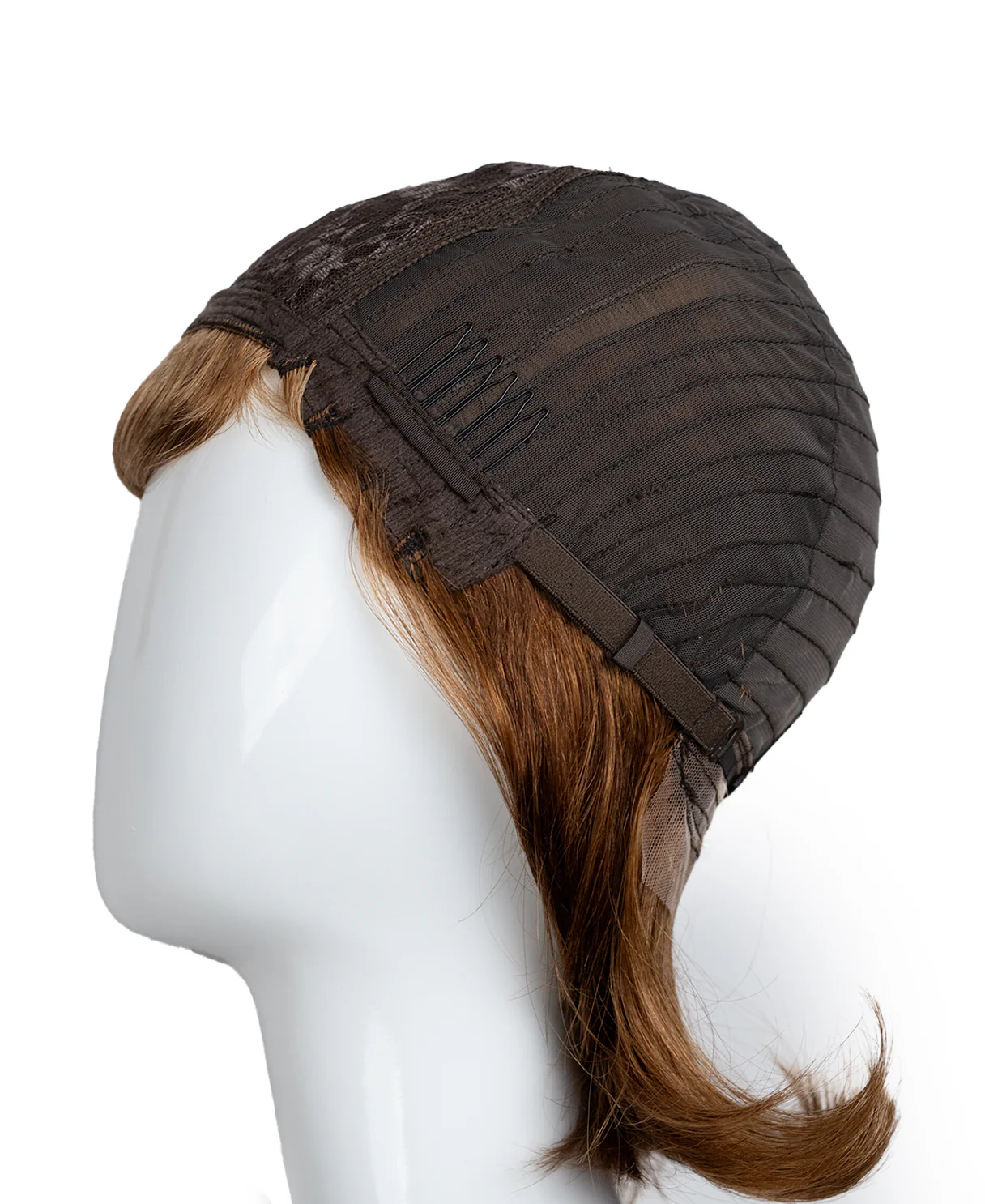 human hair wig with side bangs - 12" light brown. - Image 9