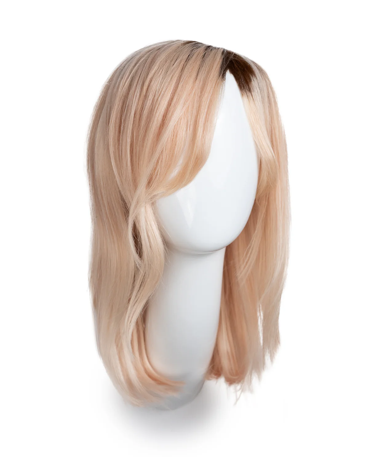 human hair wig with side bangs - 16" rooted blonde. - Image 5