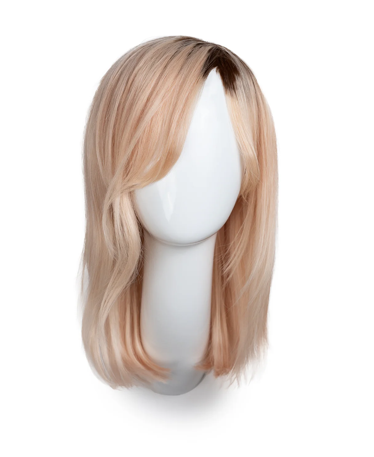 human hair wig with side bangs - 16" rooted blonde. - Image 6
