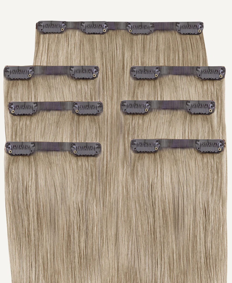 invisible clip-in hair extensions ash blonde. - Image 3