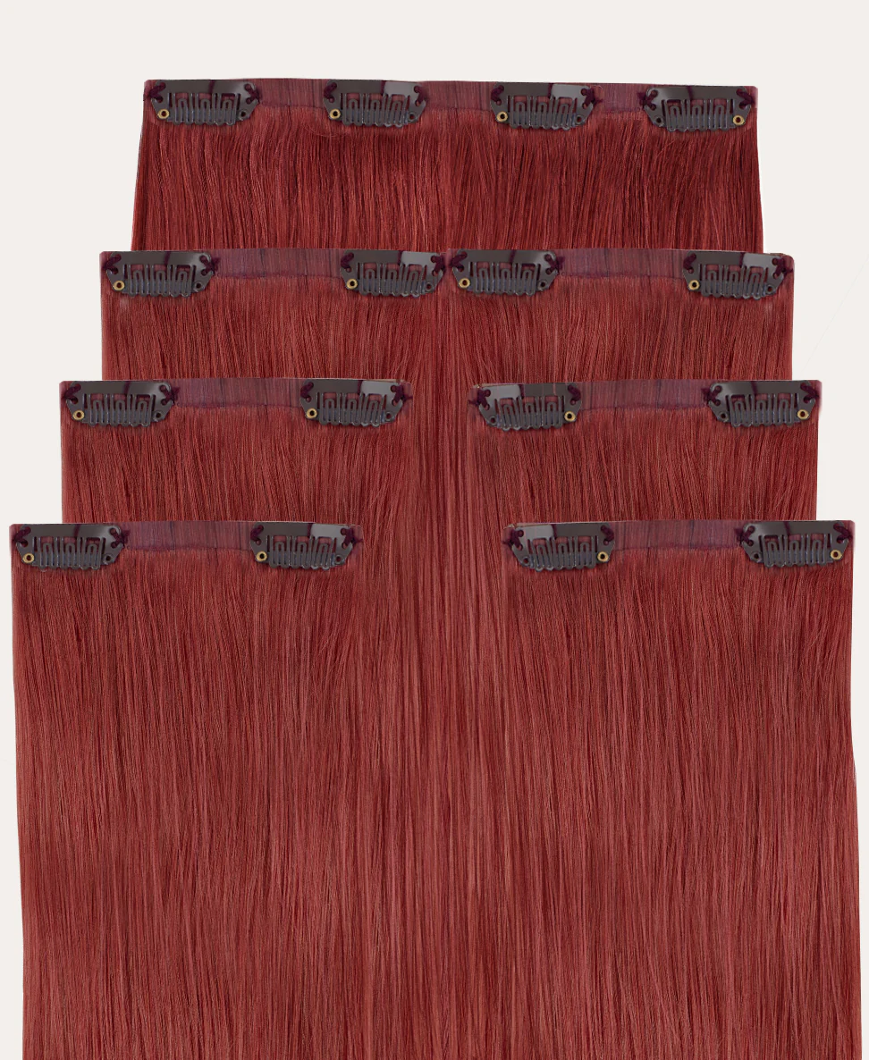 invisible clip-in hair extensions ruby red. - Image 3