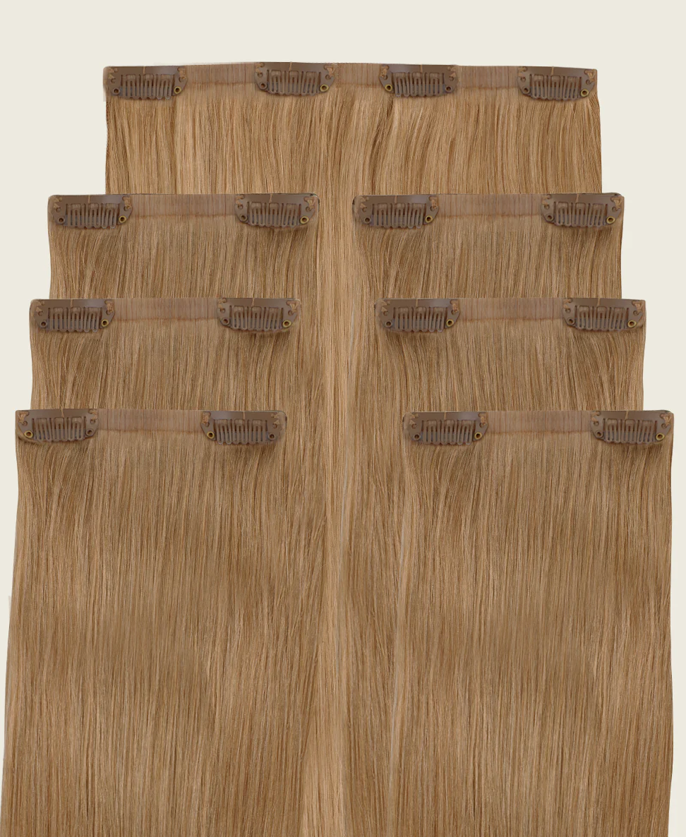 invisible clip-in hair extensions medium blonde. - Image 3