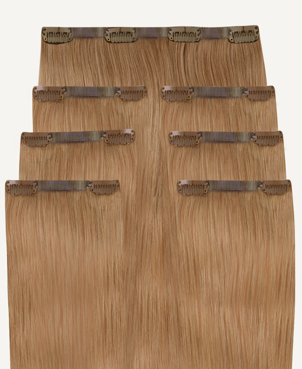 invisible clip-in hair extensions strawberry blonde. - Image 3