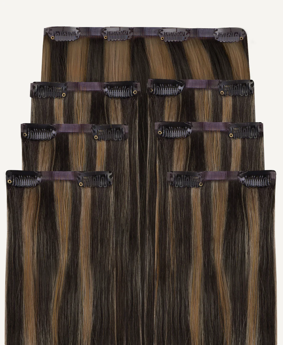 invisible clip-in hair extensions dark highlights. - Image 3