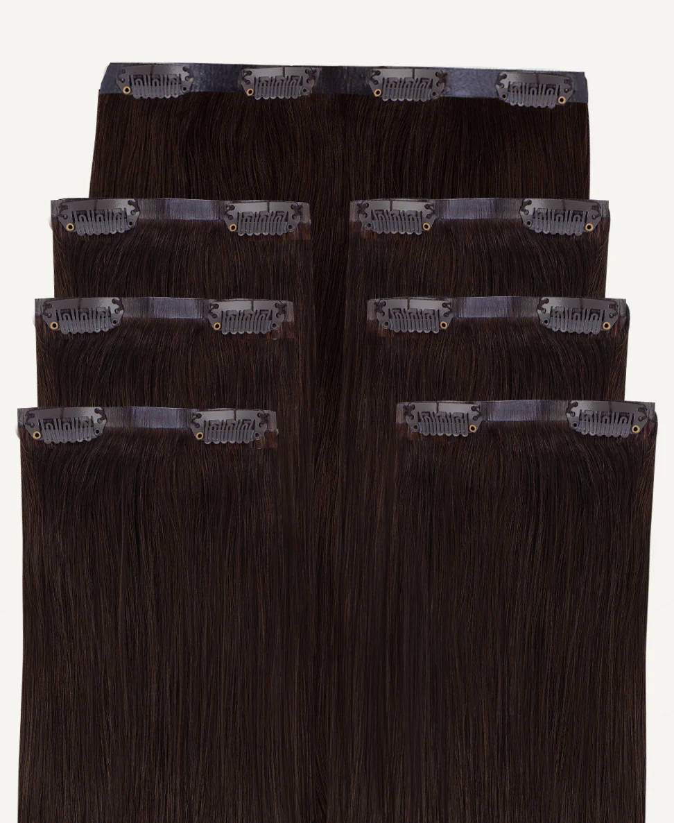 invisible clip-in hair extensions chocolate brown. - Image 3