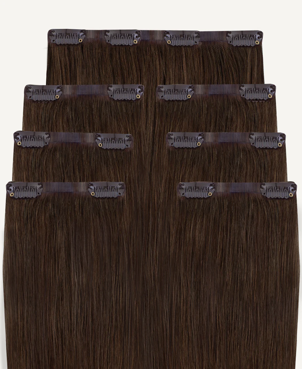 invisible clip-in hair extensions medium brown. - Image 3