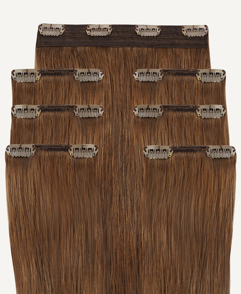 invisible clip-in hair extensions light brown. - Image 3