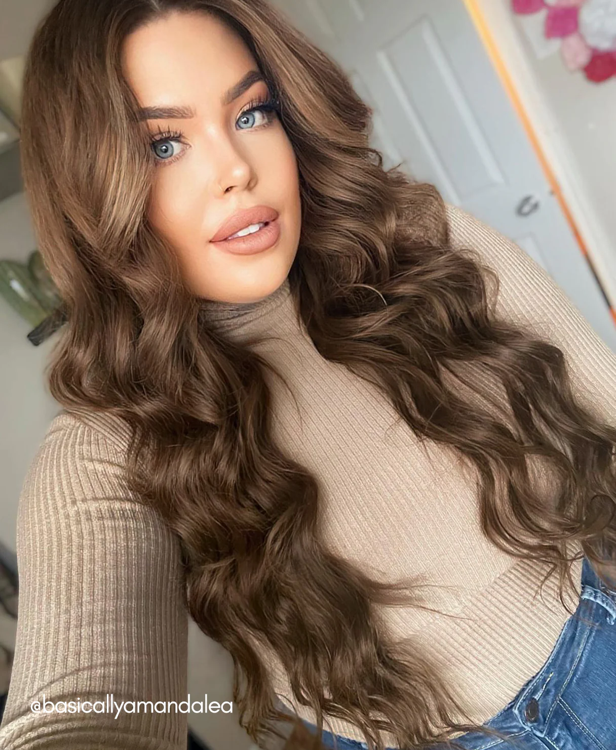 invisible clip-in hair extensions light brown. - Image 9