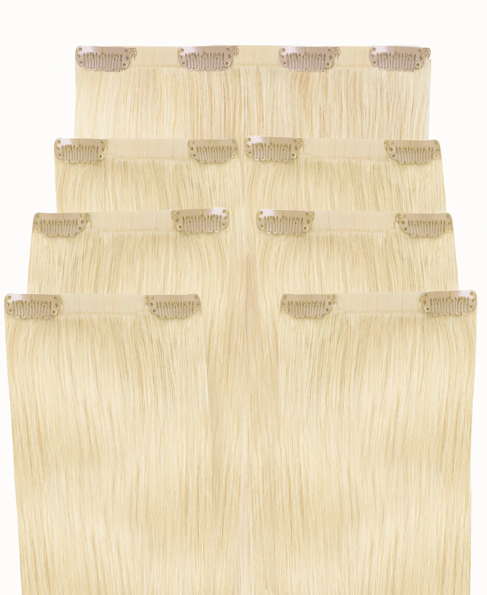 invisible clip-in hair extensions platinum blonde. - Image 3