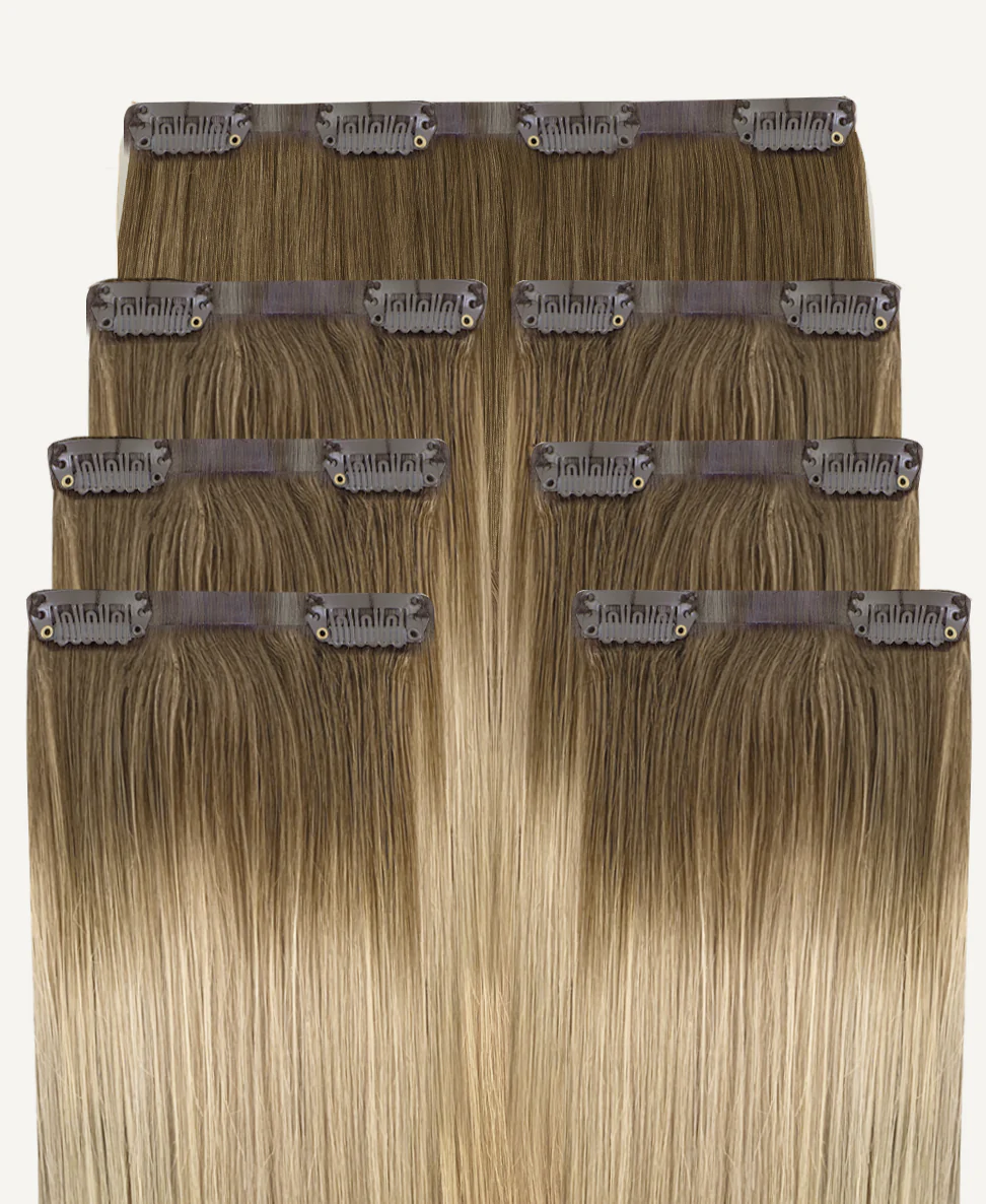 invisible clip-in hair extensions rooted blonde. - Image 3